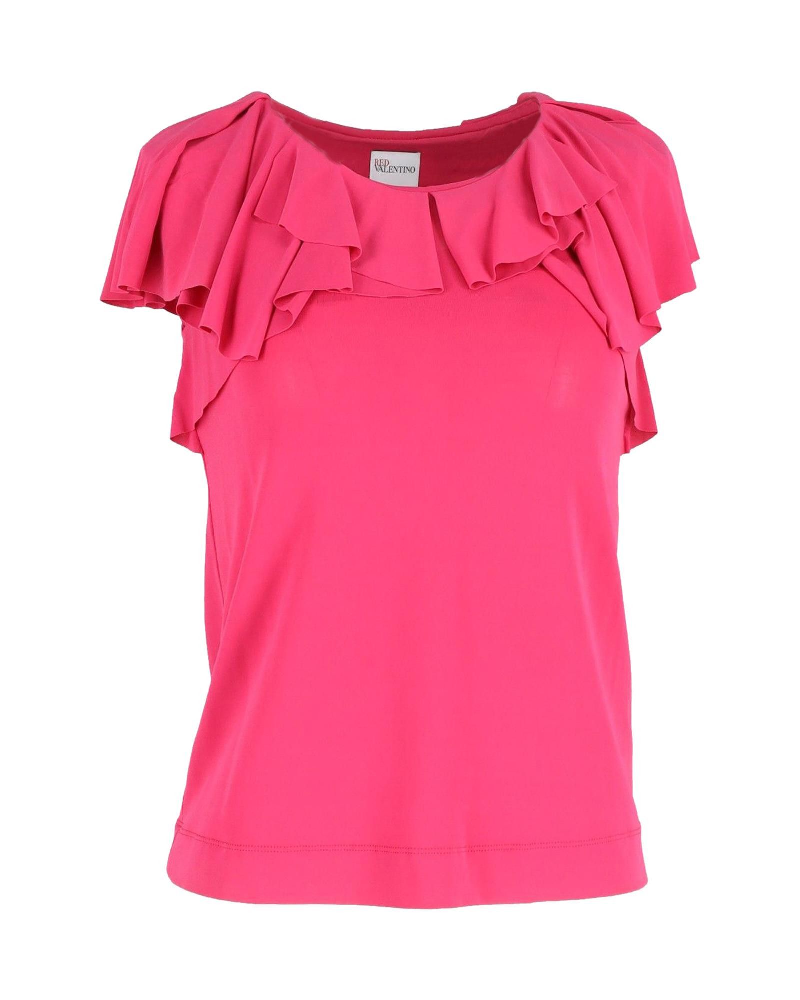 image of Silk-Cotton Flouncy Top In Vibrant Pink By Red Valentino Garavani, Women's (Size Small)