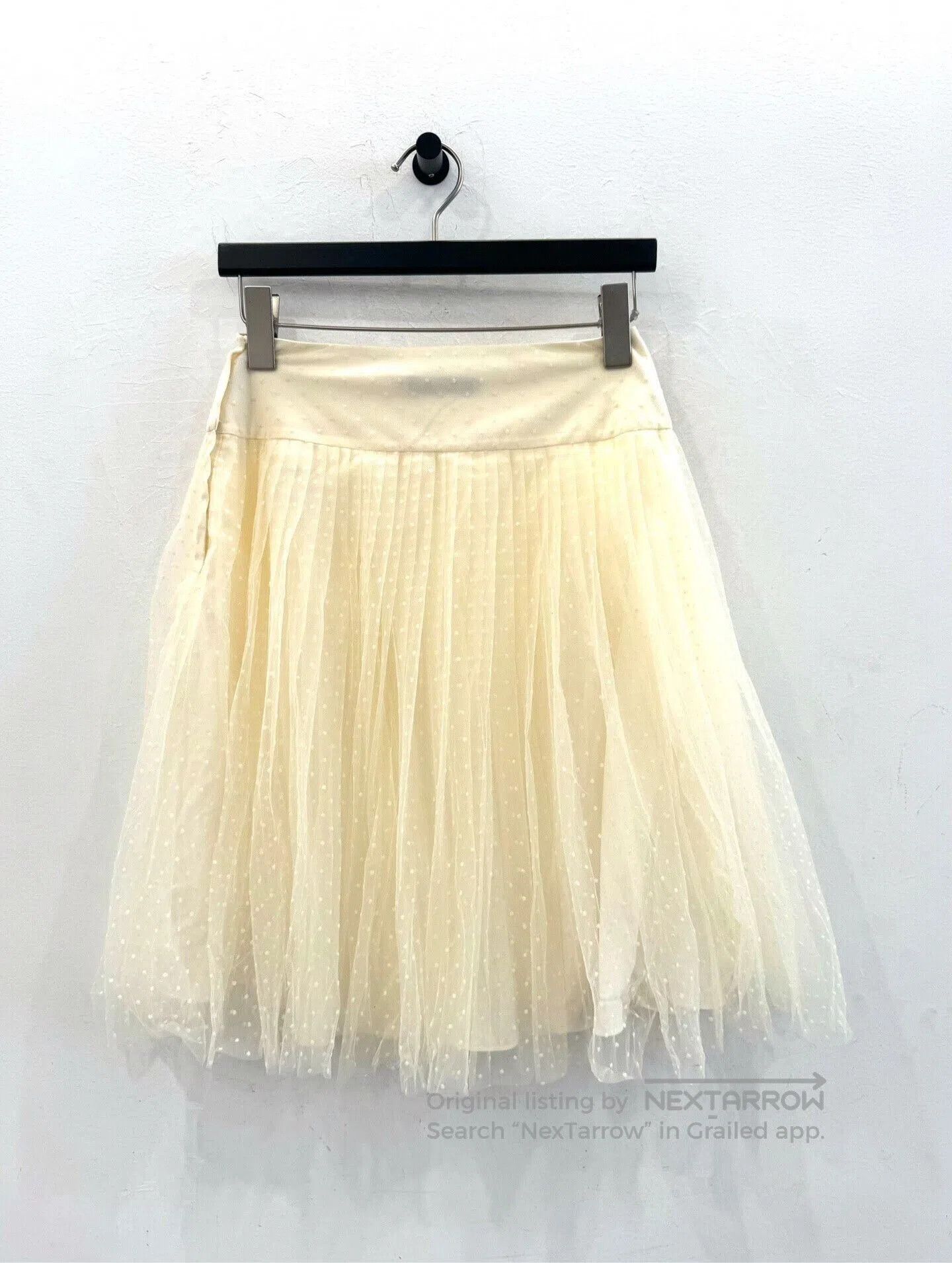 Dior White Polka Dot Pleated Tulle Silk Mini Skirt.