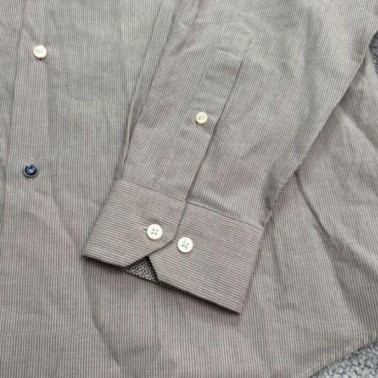 Ben Sherman VINTAGE Ben Sherman Dress Shirt Mens 15.5 Brown Pinstriped Cotton Casual Workwear Classic Size 40R - 5 Thumbnail
