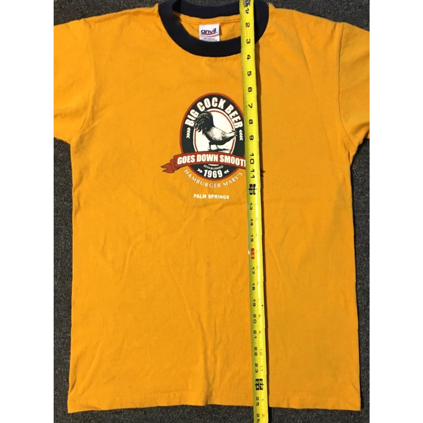 Anvil VINTAGE Big Cock Beer Ringer Shirt S Yellow Mens Graphic Tee 90s Grunge Humor Bar Size US S / EU 44-46 / 1 - 8 Thumbnail