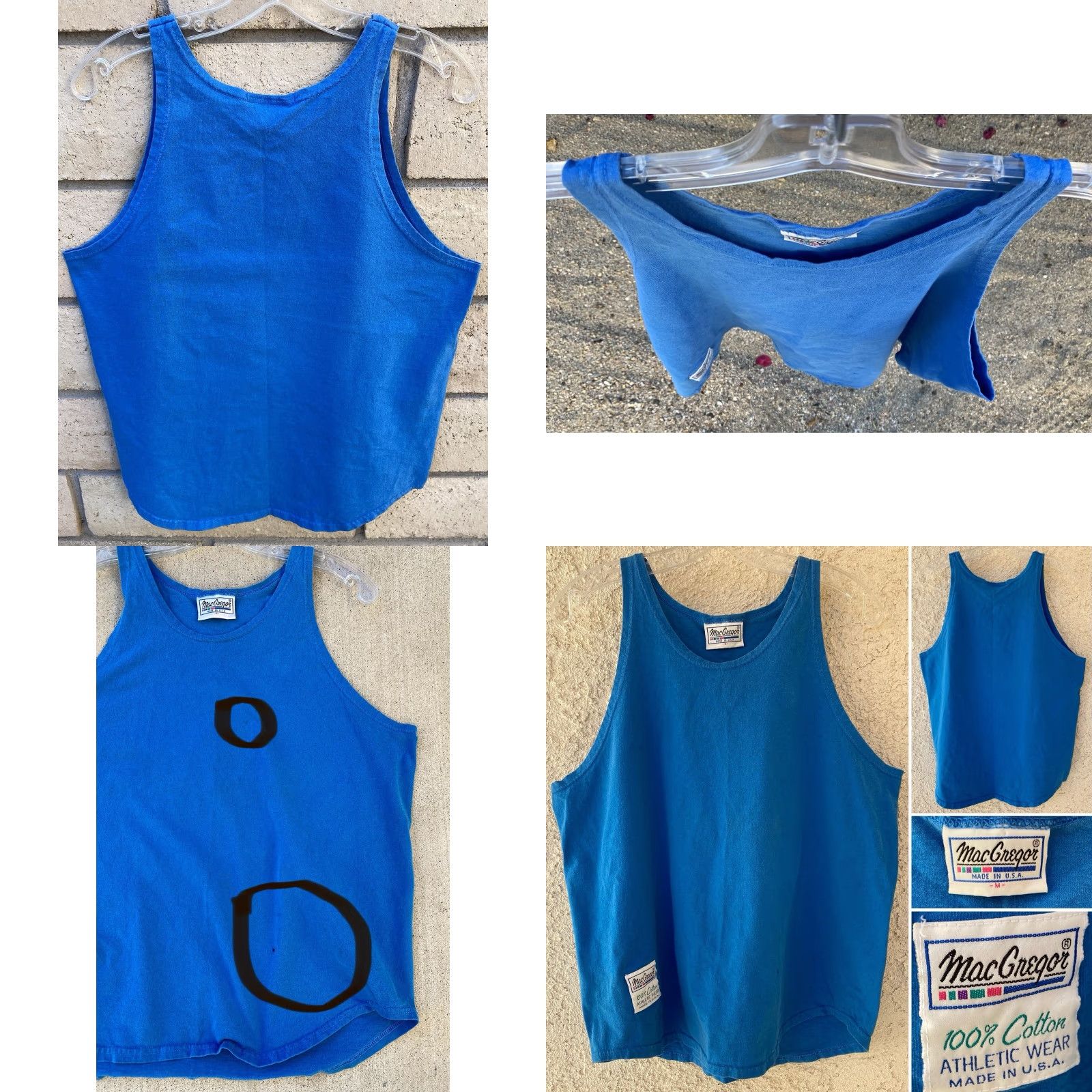 McGregor VINTAGE MacGregor Athletic Tank Top Blue 80s 90s Mens M Worn Hole Made In USA Size US M / EU 48-50 / 2 - 8 Thumbnail