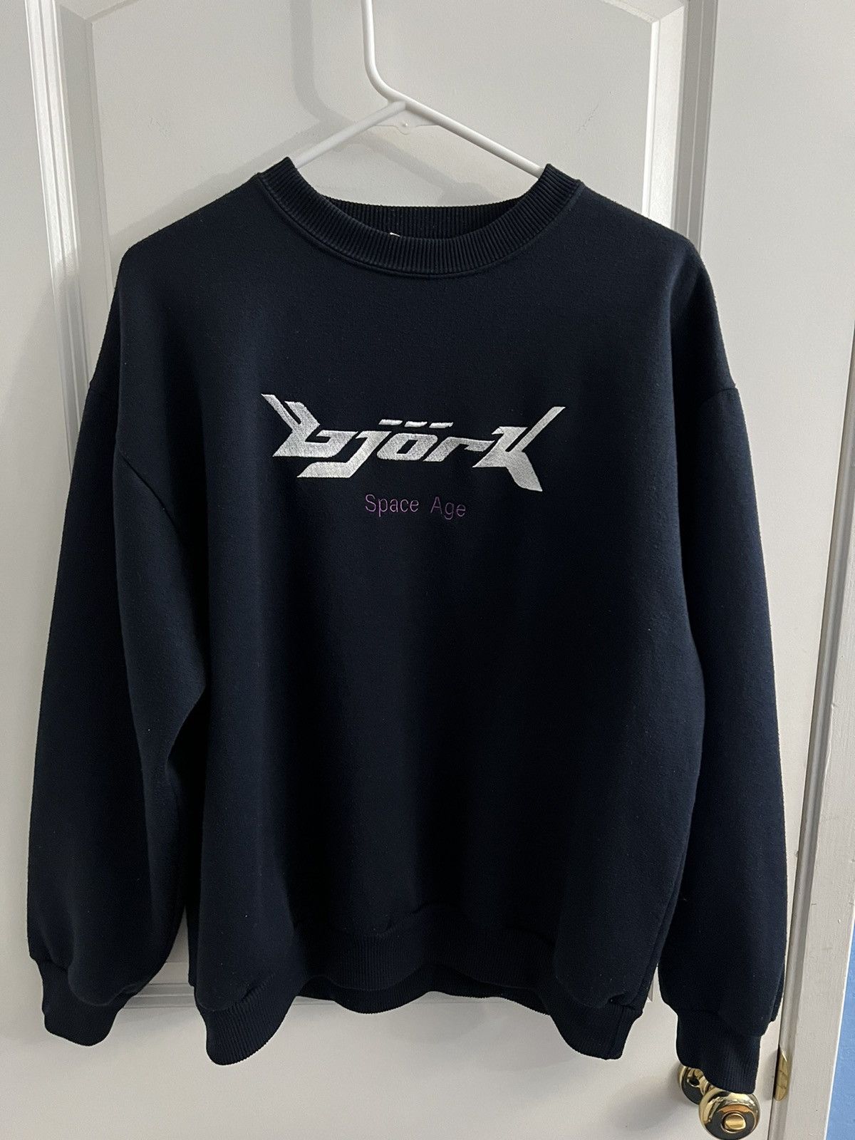 image of Band Tees x Vintage Bjork Space Age Sweatshirt Size M Made In Usa in Navy, Men's