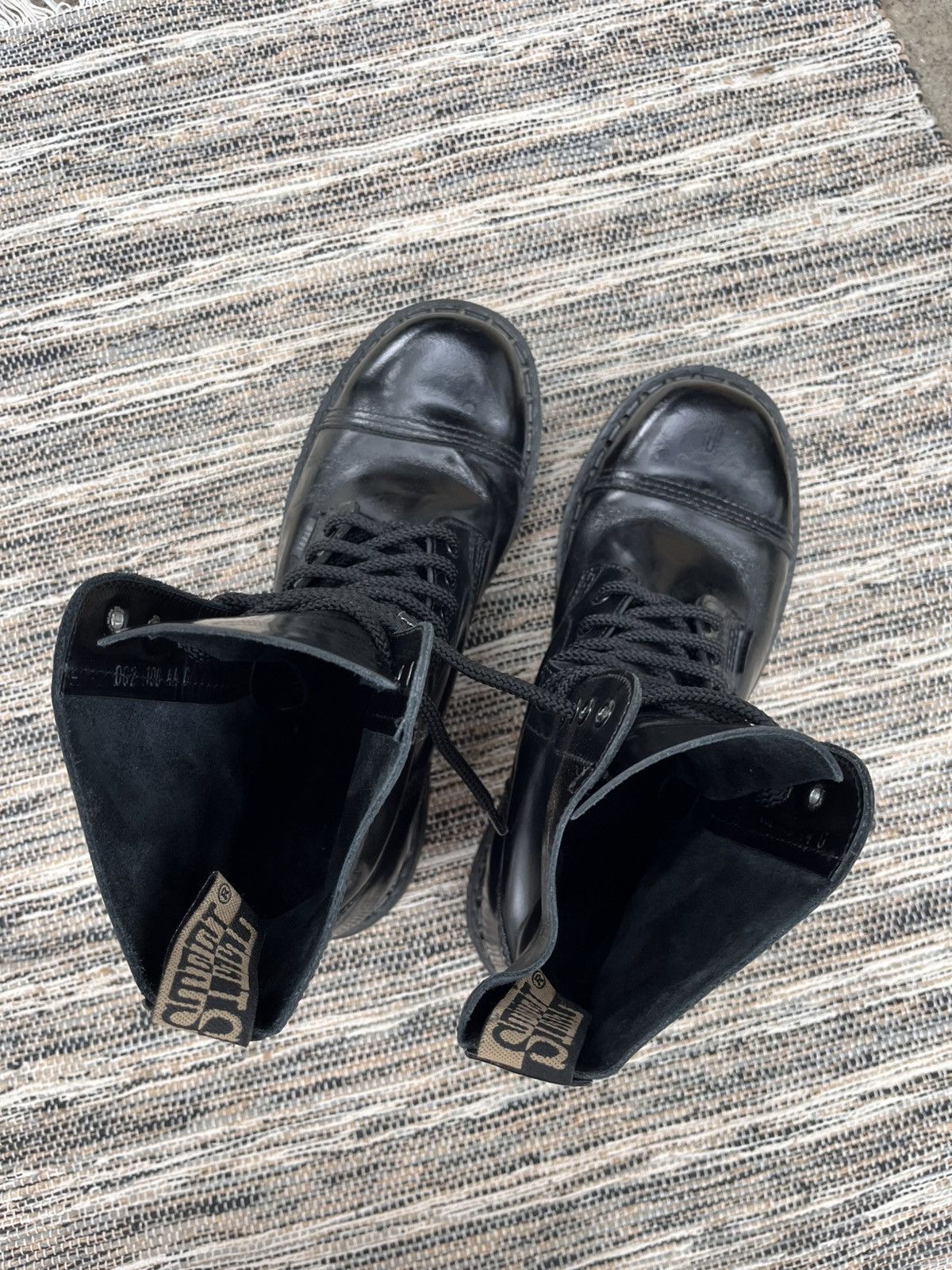New Rock Vintage Steel Black Combat High Boots Military Biker Y2K Size US 10.5 / EU 43-44 - 17 Thumbnail