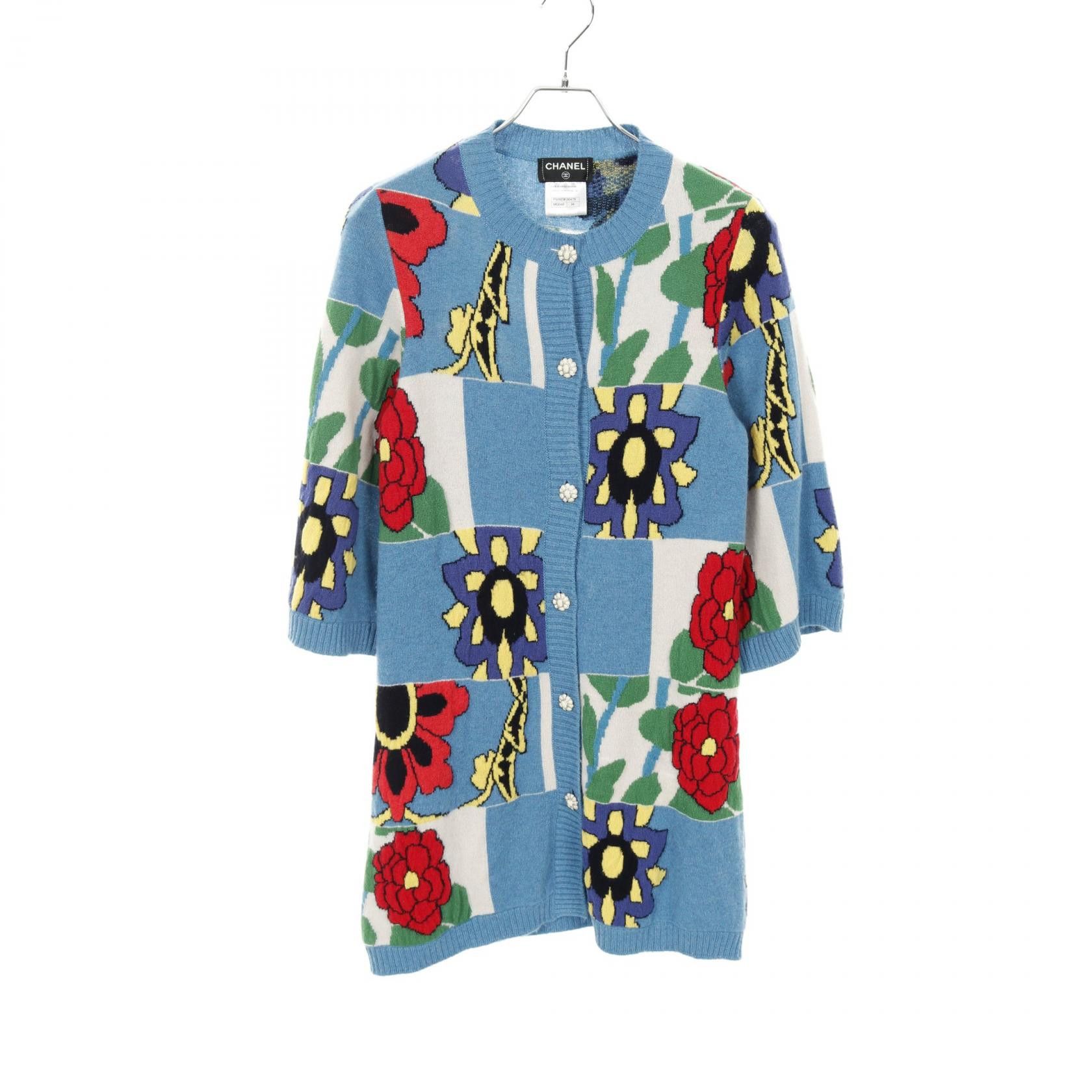 Chanel Chanel CHANEL Floral Cashmere Cardigan Textile Tops P50923K06479 DUTY FREE for USA Size ONE SIZE - 1 Thumbnail