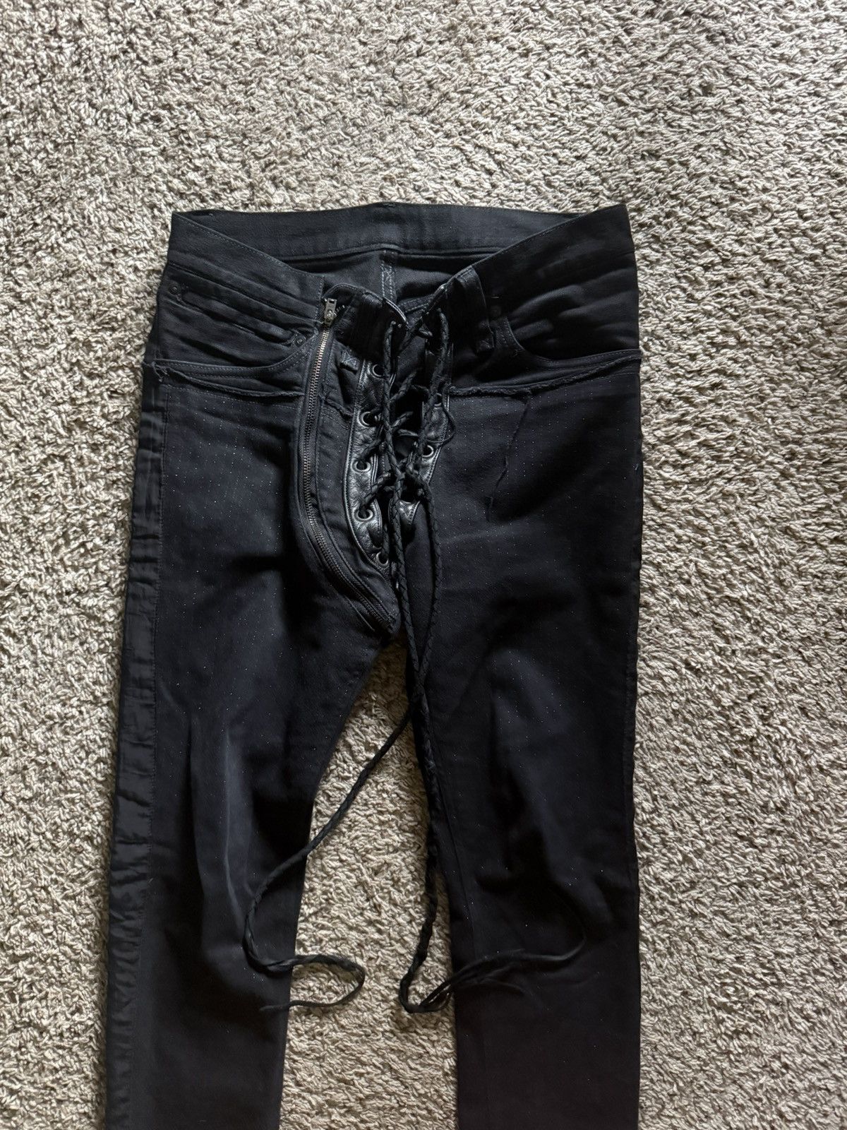 If Six Was Nine If Six Was Nine Black Pinstripe Lace-Up Sera sbcm Denim Size US 29 - 2 Thumbnail
