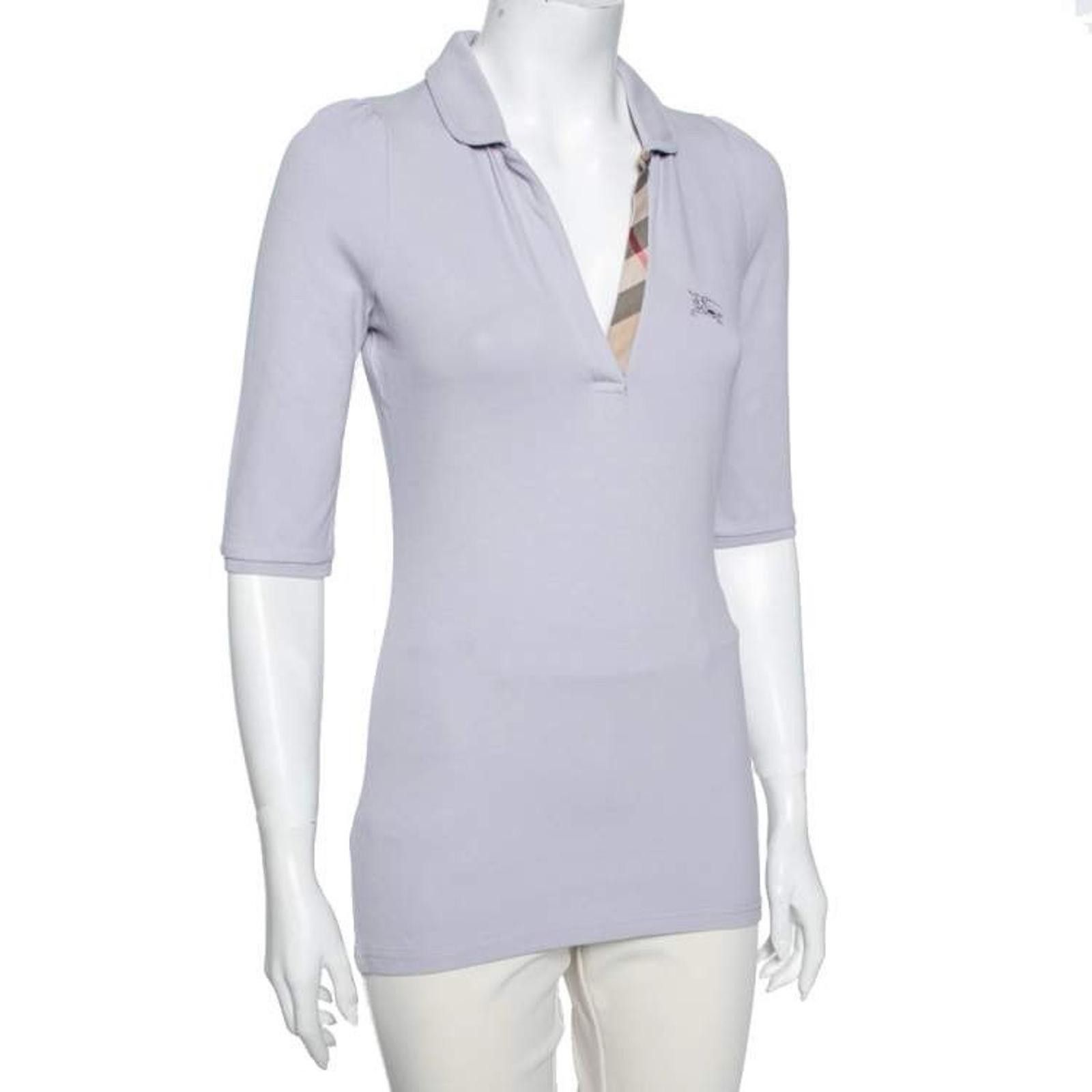Burberry Burberry Brit Lilac Cotton Pique V-Neck Polo T-Shirt XL Size XL / US 12-14 / IT 48-50 - 1 Thumbnail