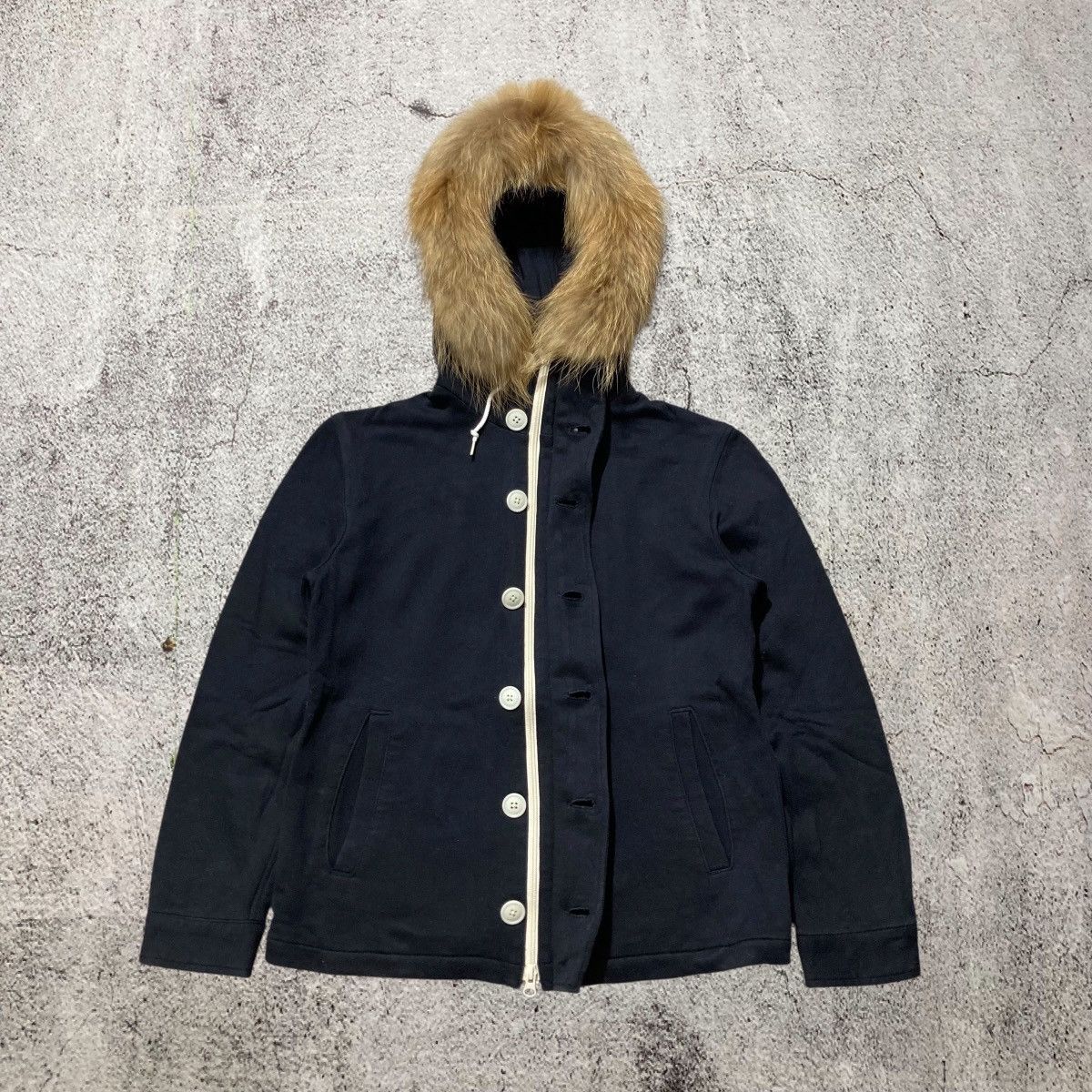 Beams Japan 2000s Beams Japan Button/Zipper Fur Hoodie Black Lgb Size US S / EU 44-46 / 1 - 5 Thumbnail