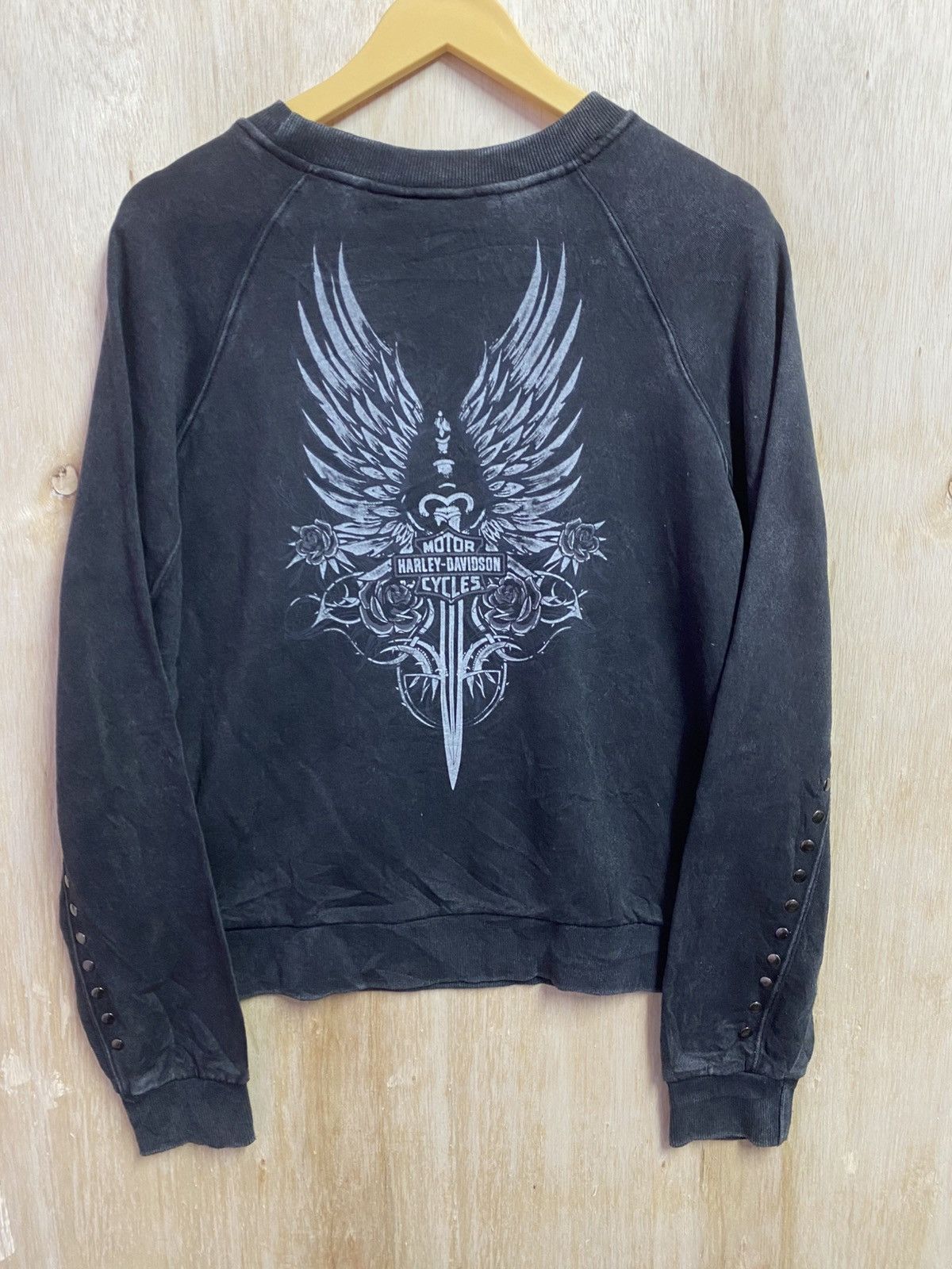 Harley Davidson vintage Harley Davidson black studded crewneck sweatshirt Size L / US 10 / IT 46 - 7 Thumbnail