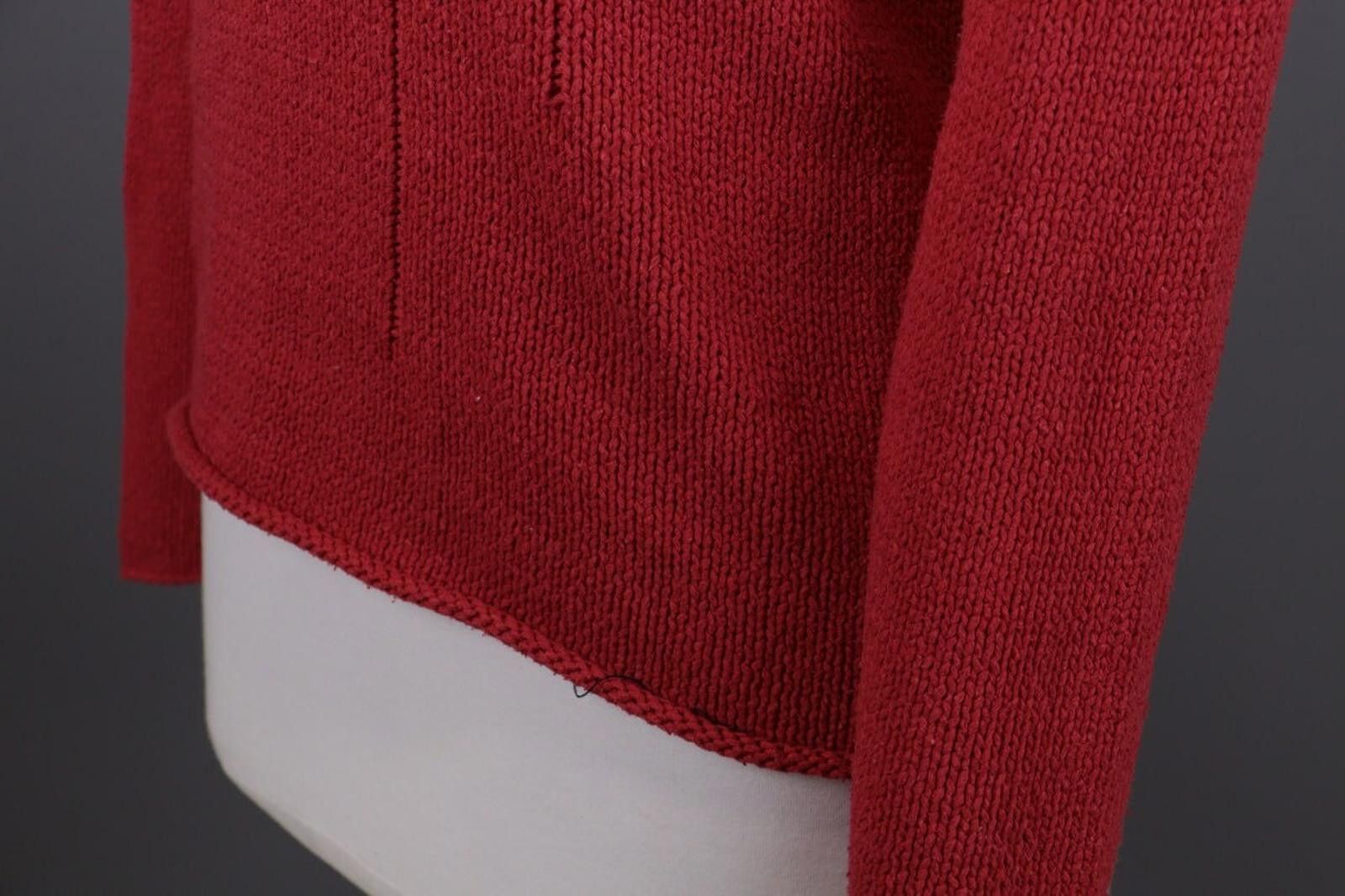 Designer Gudrun Sjöden Red Striped Silk Cropped Knit Sweater Size M Size M / US 6-8 / IT 42-44 - 8 Thumbnail