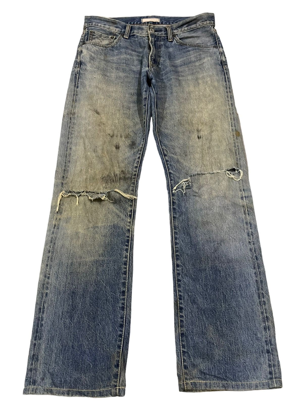 Uniqlo Vintage Japanese Uniqlo Selvage Blue Wash Distressed Jeans Size US 32 / EU 48 - 2 Thumbnail