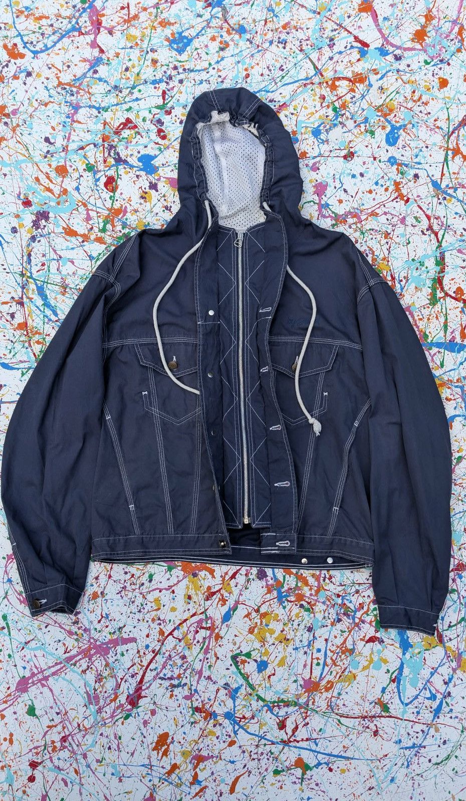 Diesel Vintage diesel jacket hoody windbreaker 90s zip up navy blue Size US L / EU 52-54 / 3 - 3 Thumbnail