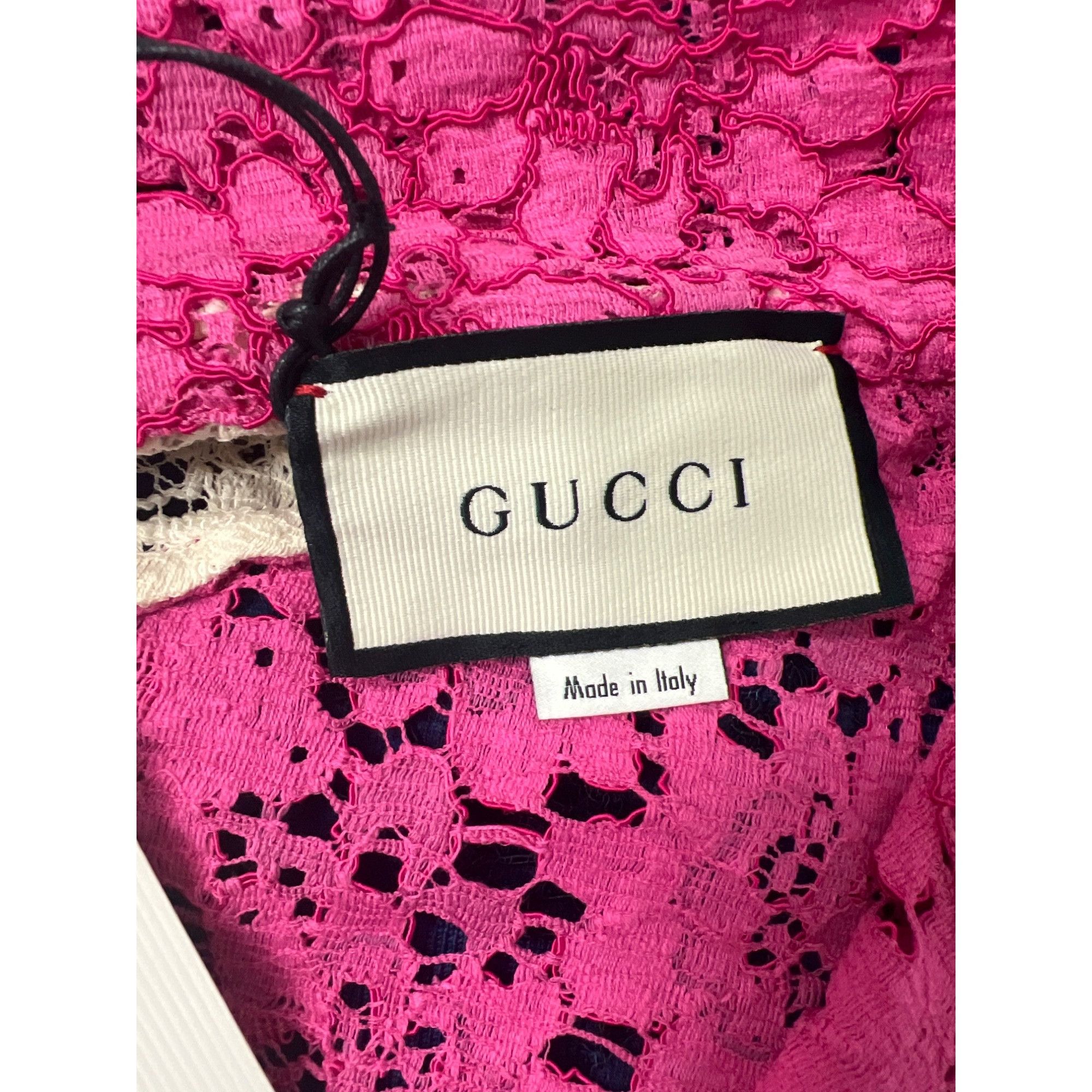 Gucci Gucci Lace Bomber Jacket Pink Navy Cream Zip-Up Logo Patch Size S / US 4 / IT 40 - 8 Thumbnail