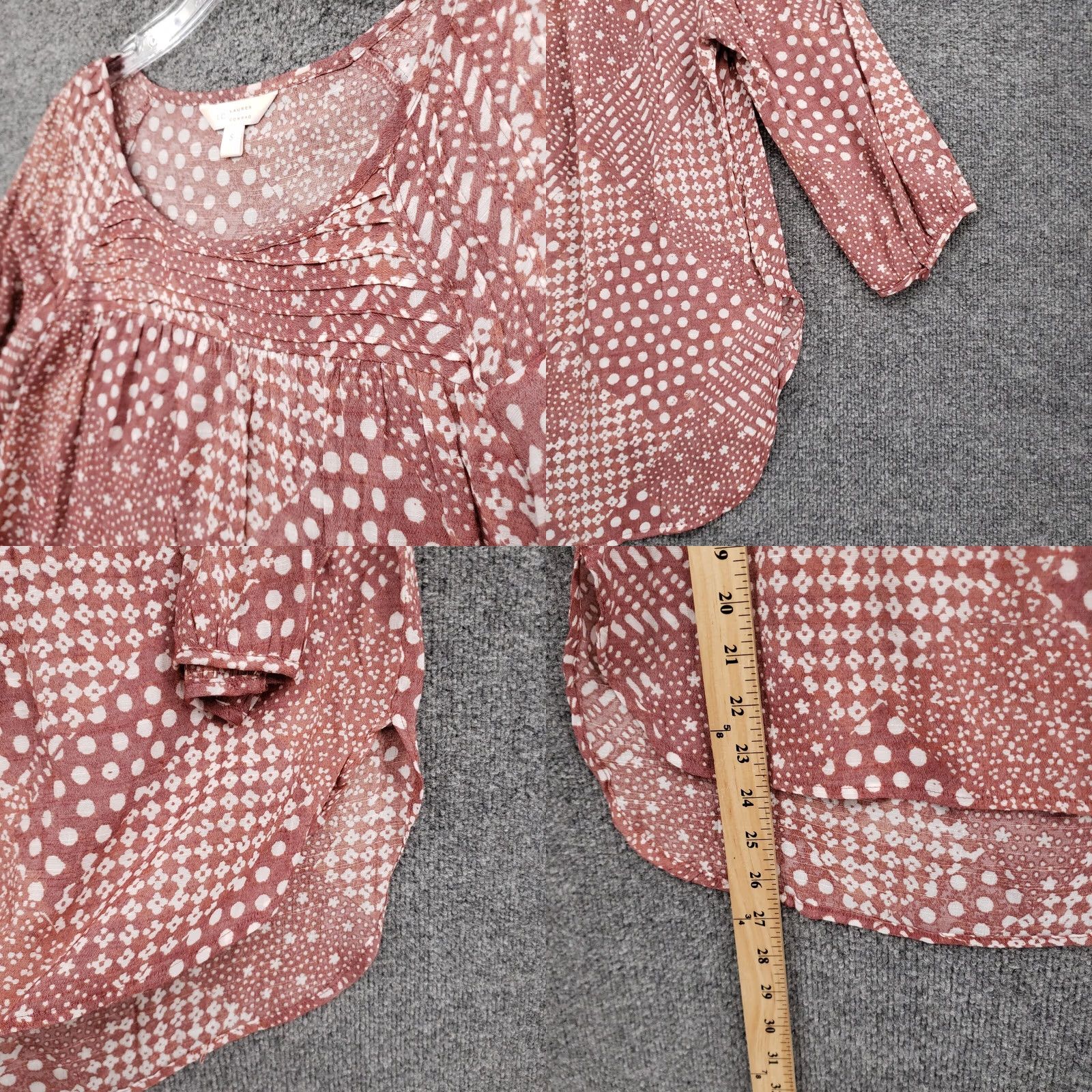Vintage LC Lauren Conrad Blouse Womens Small Red Polka Dot Pleated 3/4 Sleeve Casual Size S / US 4 / IT 40 - 8 Thumbnail
