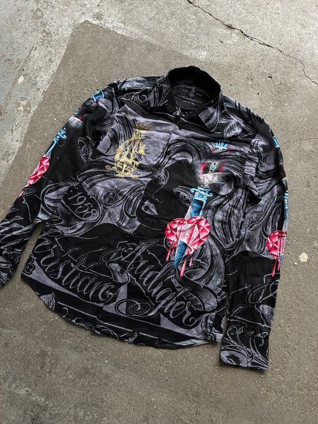 Christian Audigier Christian Audigier LA tattoo Y2K grunge shirt Size US S / EU 44-46 / 1 - 1 Thumbnail