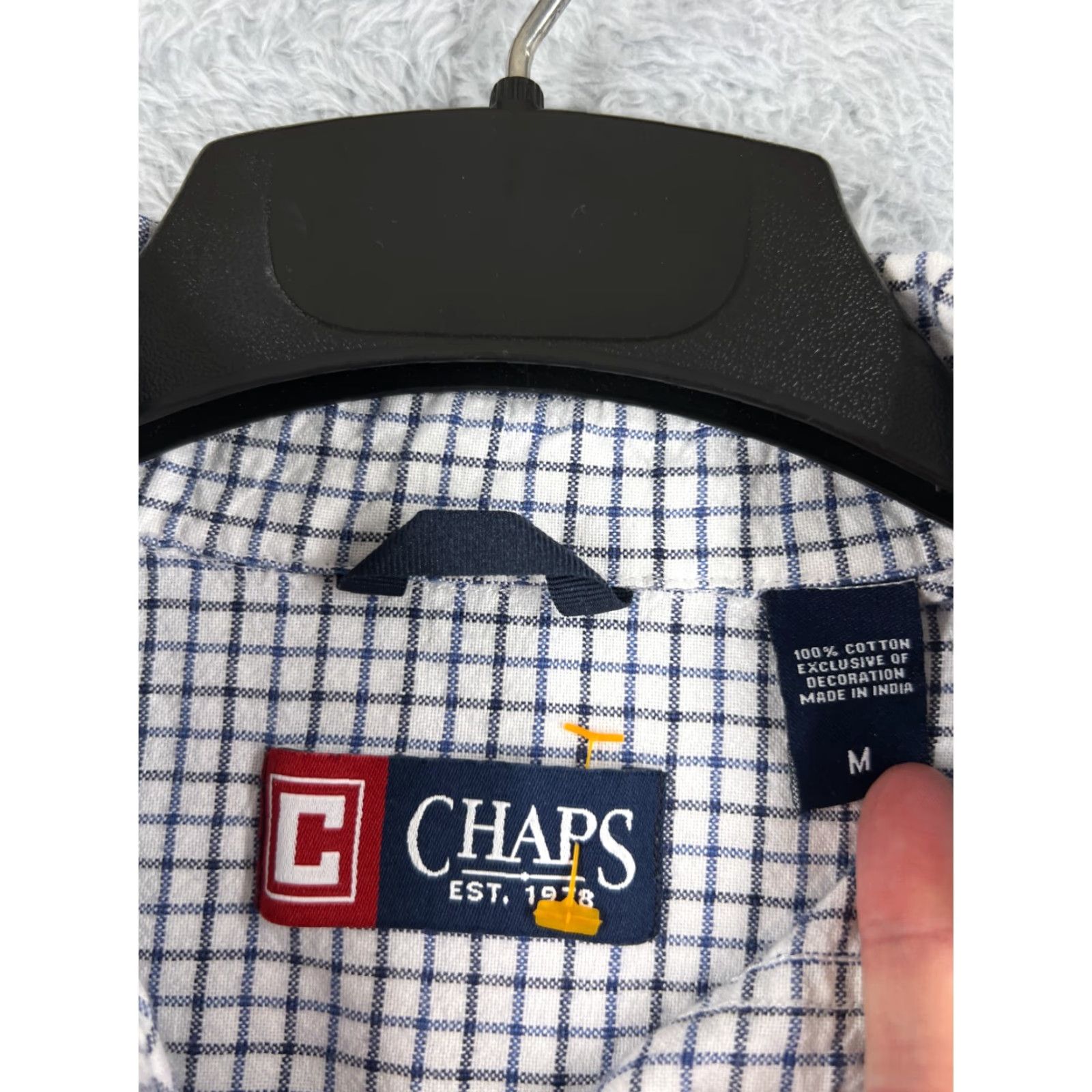 Chaps Chaps Button-Up Shirt Men Regular Cotton White Plaid Long Sleeve Pocket Pocketed Long Sleeve Collared Spread Classic Button-Up Size US M / EU 48-50 / 2 - 7 Thumbnail