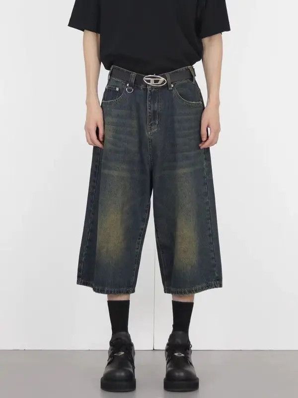 Japanese Brand VIBE Vintage washed distressed loose straight denim shorts Size US 32 / EU 48 - 1 Thumbnail