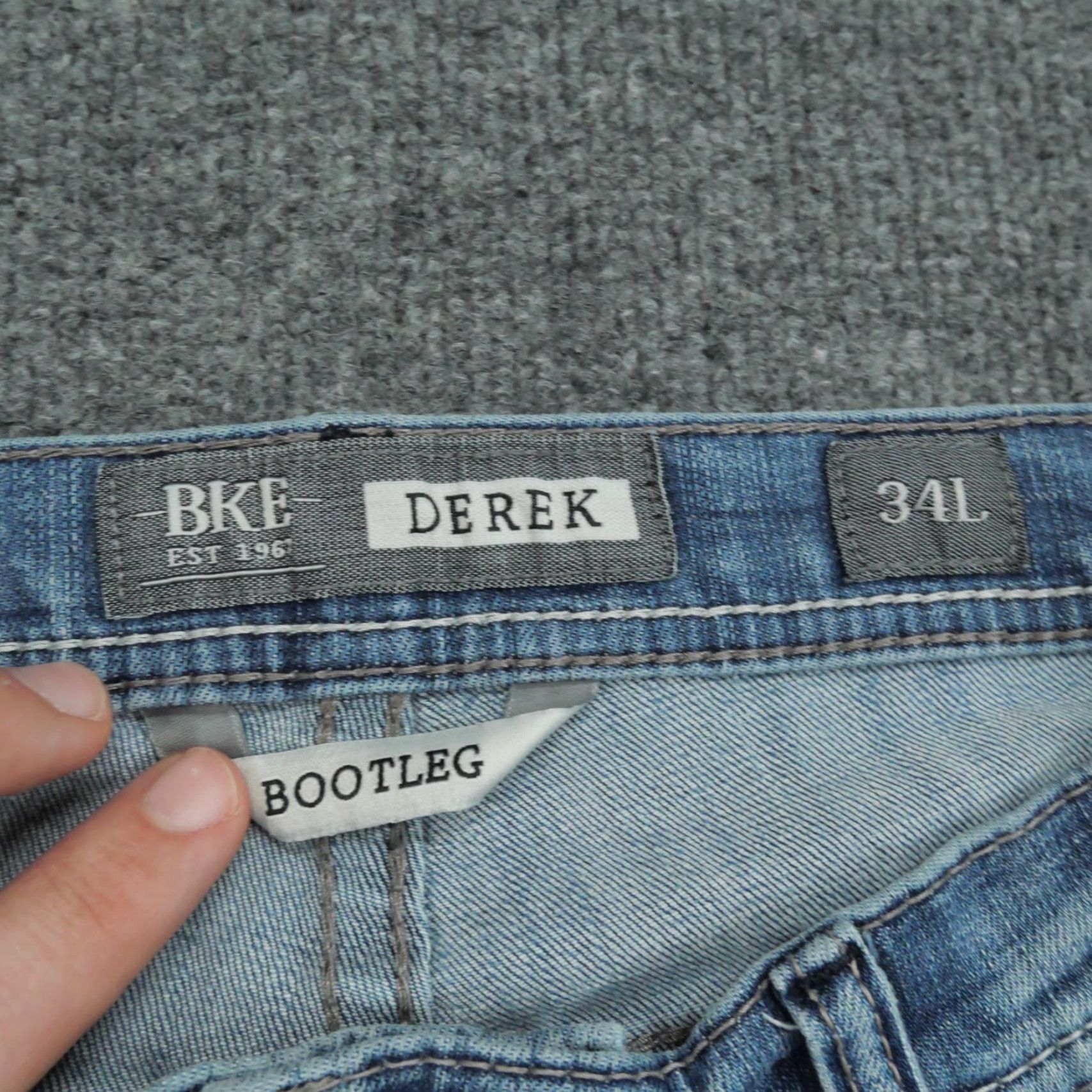 BKE **Derek Bootcut Distressed Buckle Denim Jeans Mens 34L 36x33 Blue** User: **BKE Bootcut Distressed Denim Jeans Mens 34L 36x33 Blue** Size US 36 / EU 52 - 6 Thumbnail
