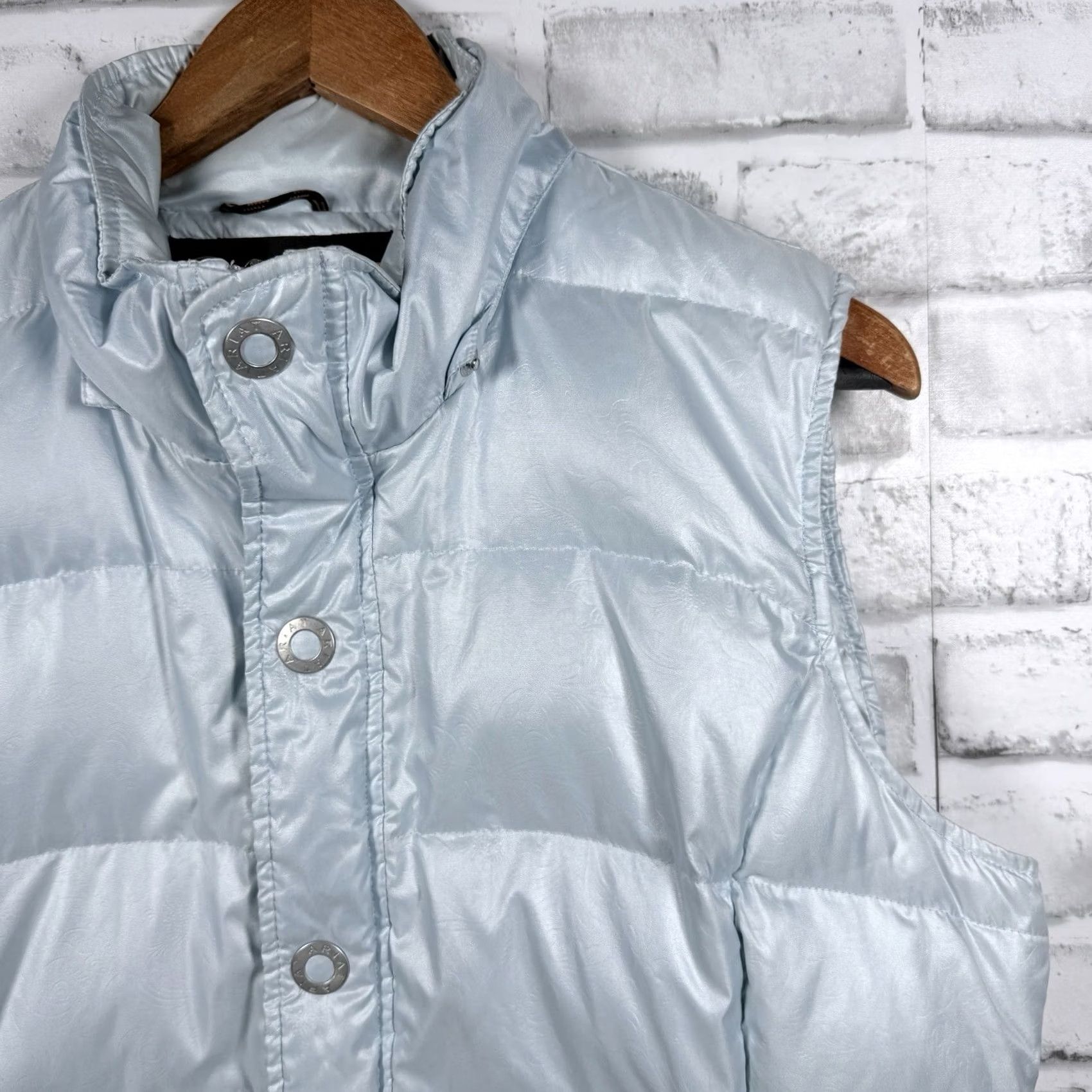 Ariat Ariat Light Blue Button Down Duck Down Puffer Jacket Vest Womens Size L Size L / US 10 / IT 46 - 2 Thumbnail