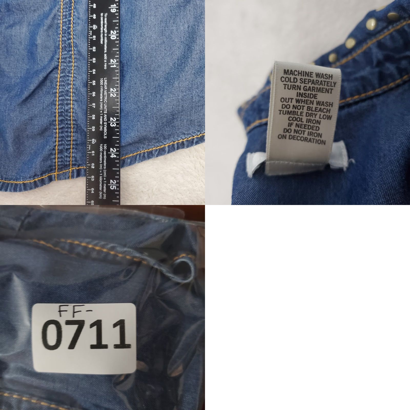 Vintage VINTAGE Cache Top Women S Blue Studded V Neck Button Front Sleeveless Lyocell Boho Western Body Slim Size S / US 4 / IT 40 - 8 Thumbnail