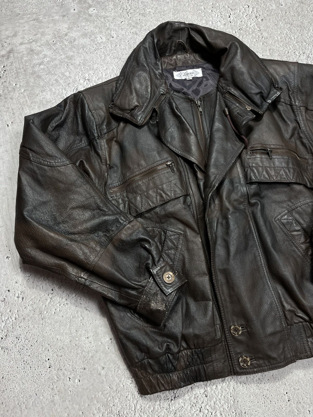 Leather Vintage Leather Bomber Jacket Brown Men Size L Zip Aviator Size US L / EU 52-54 / 3 - 3 Thumbnail