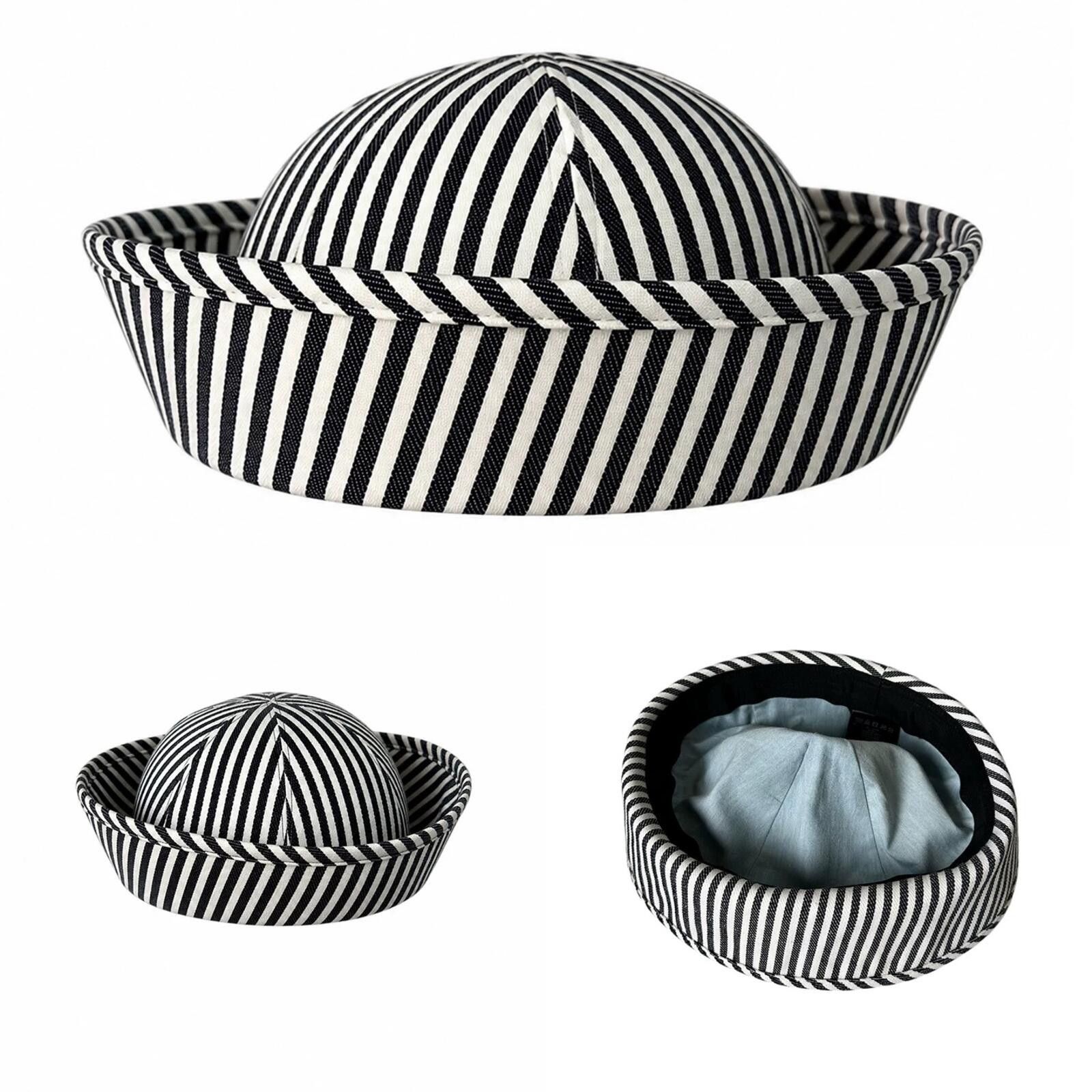 Japanese Brand Retro Striped Beret Sailor Cap Y2K French Girl Aesthetic Size ONE SIZE - 6 Thumbnail