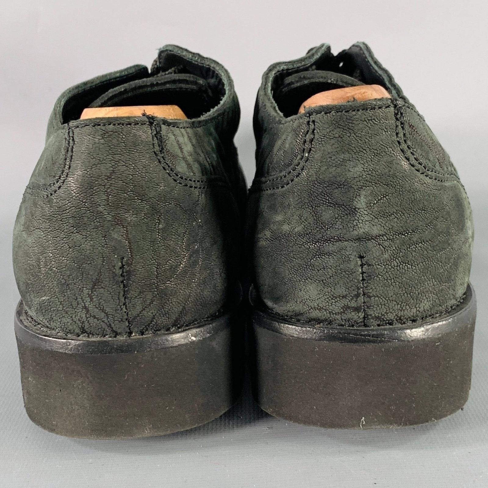 Emporio Armani Size 6 Green Grey Textured Suede Tread Sole Lace-Up Shoes Size US 6 / EU 39 - 3 Thumbnail