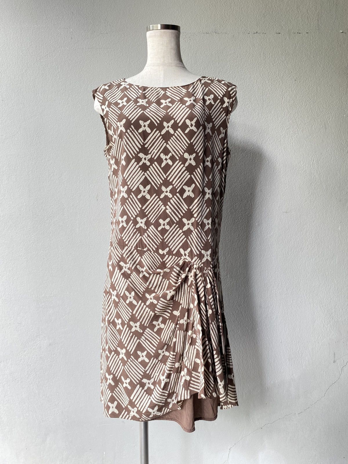 Valentino Valentino Boutique Brown and White Print Mini Dress Size ONE SIZE - 7 Thumbnail