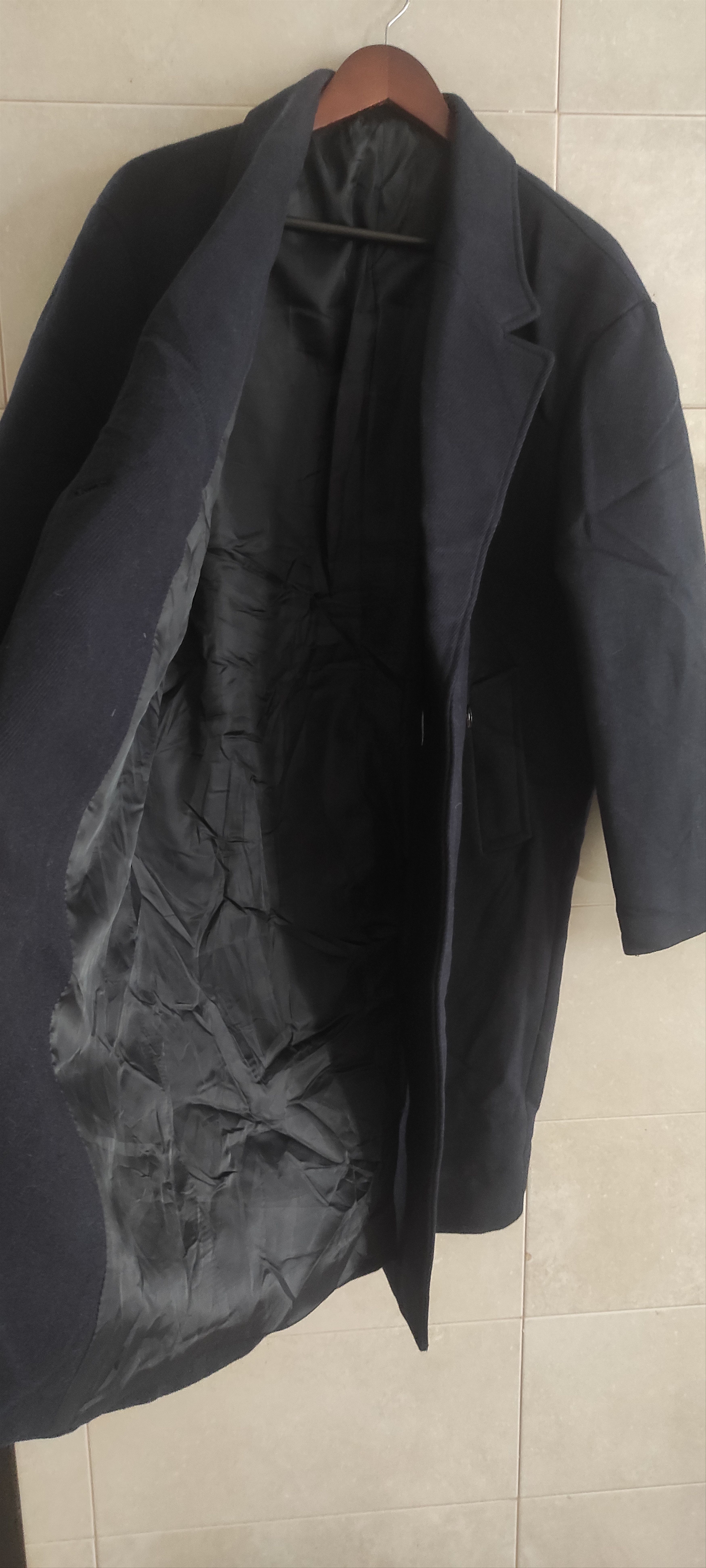 AMI Paris Double-Breasted Wool Mens Coat Navy Blue