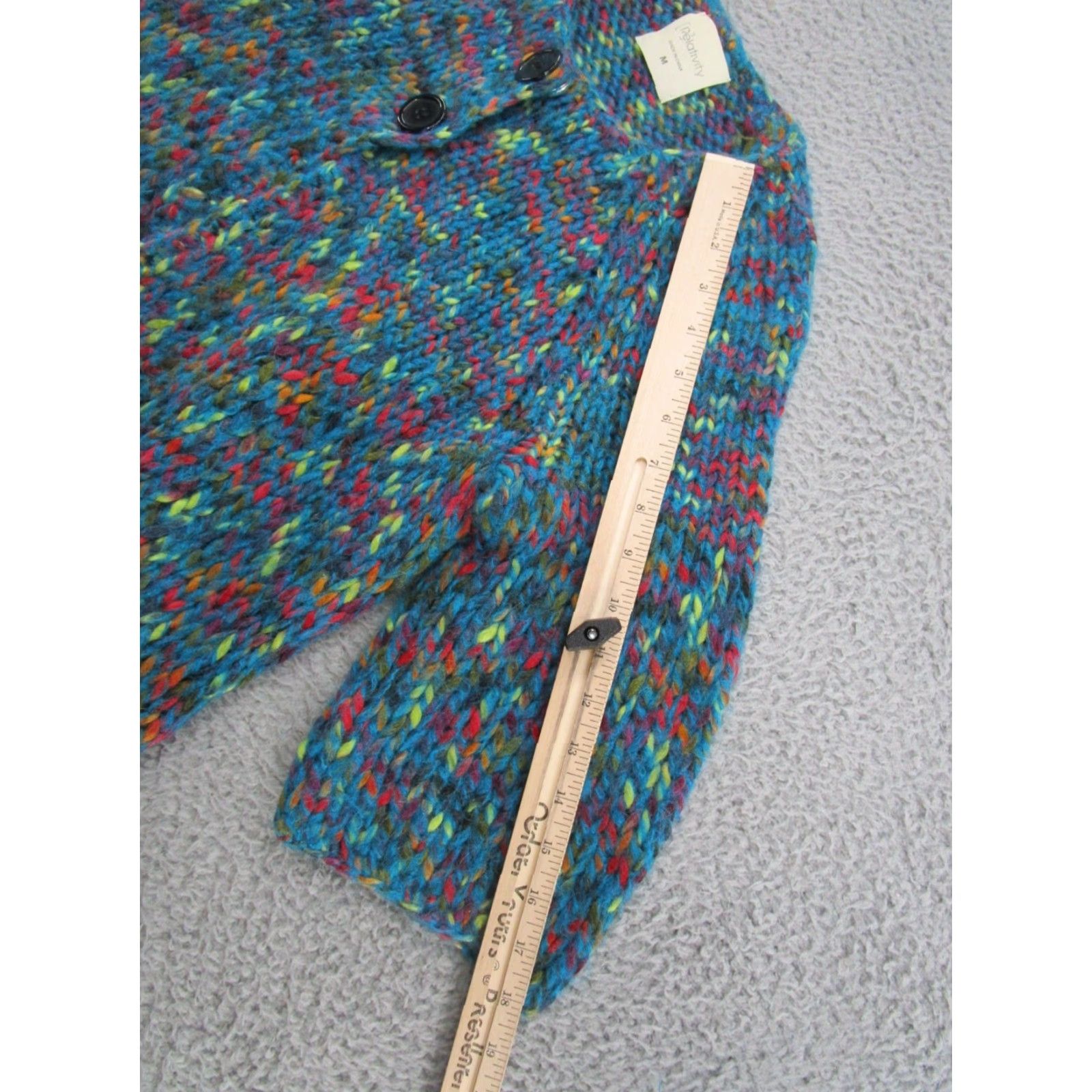 Rainbow Relativity Cardigan Sweater Women M Multicolor Wool 2 Button Rainbow Colorful | Button Accents Women's Wool Cardigan Rainbow Colorful M Size M / US 6-8 / IT 42-44 - 4 Thumbnail