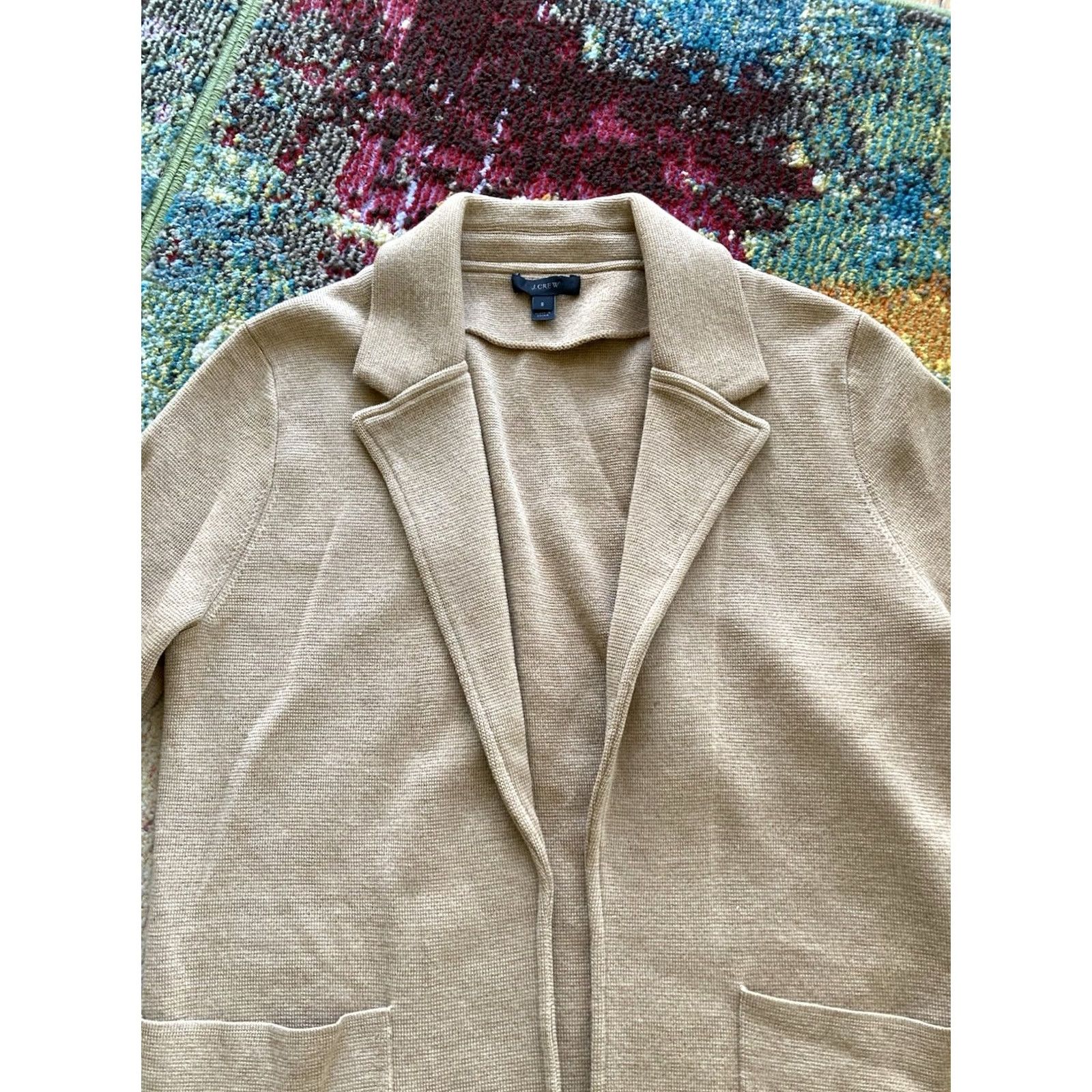 J.Crew VINTAGE J.CREW Open Front Sweater Blazer Coat Womens Size S Beige 100% Merino Wool Cozy Size S / US 4 / IT 40 - 2 Thumbnail