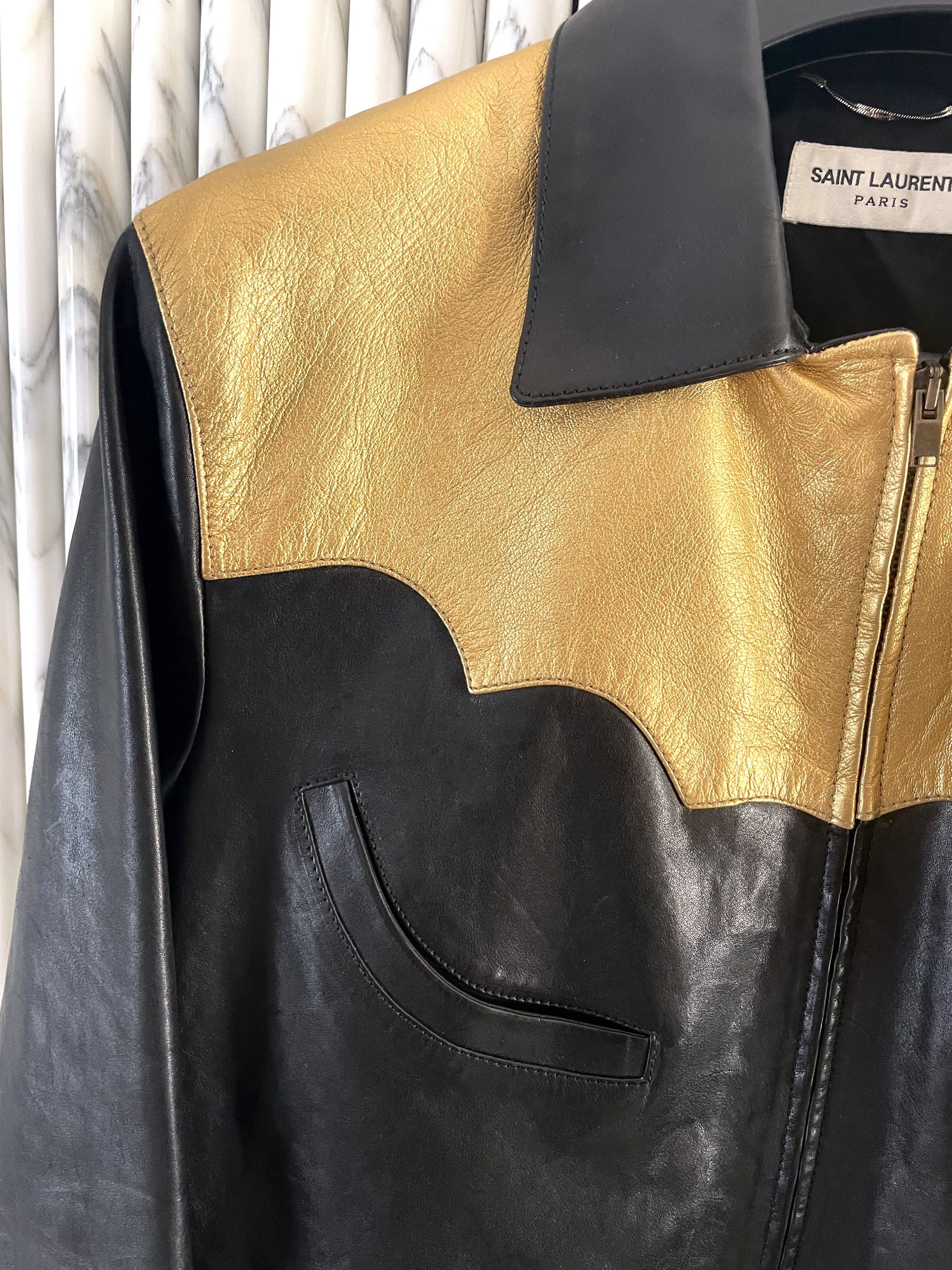 Hedi Slimane × Saint Laurent Paris GRAIL SS15 PSYCH ROCK CIRCUS WESTERN OILED CALFSKIN JACKET Size US M / EU 48-50 / 2 - 5 Thumbnail