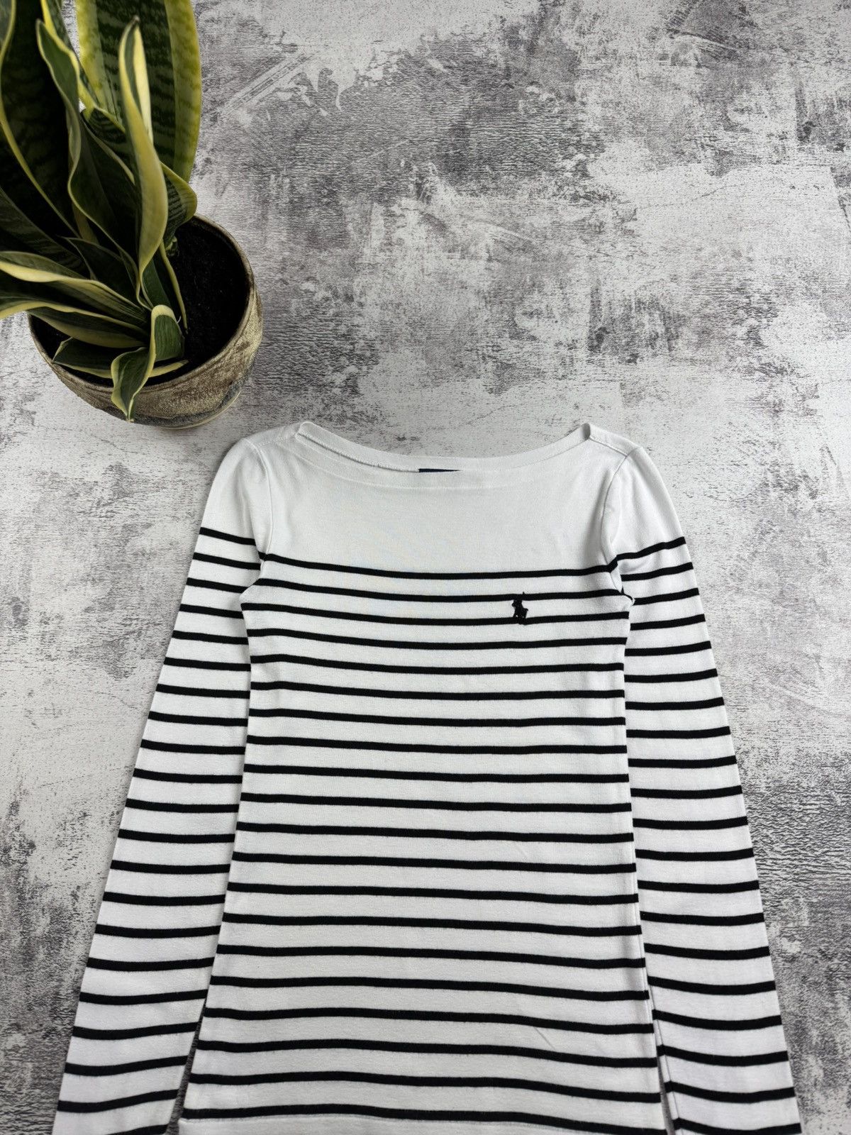 Polo Ralph Lauren × Vintage Polo Ralph Lauren Striped Boat Neck Longsleeve Sweatshirt Size XS / US 0-2 / IT 36-38 - 5 Thumbnail
