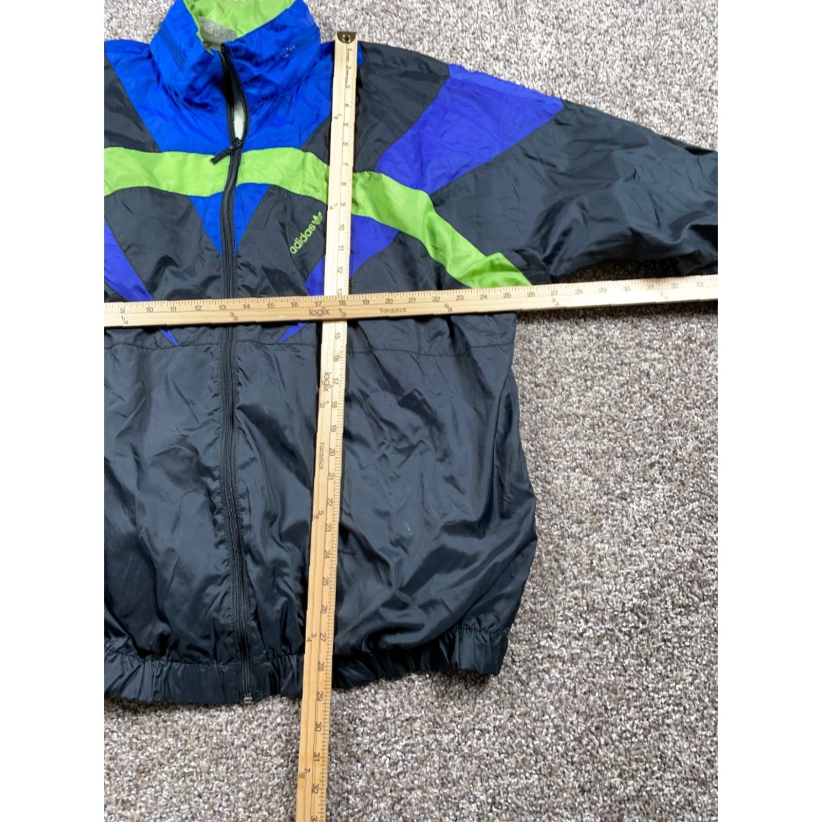 Adidas VINTAGE 80s adidas Windbreaker Jacket Adult XL Black Neon Green Trefoil Mens Size US XL / EU 56 / 4 - 6 Thumbnail