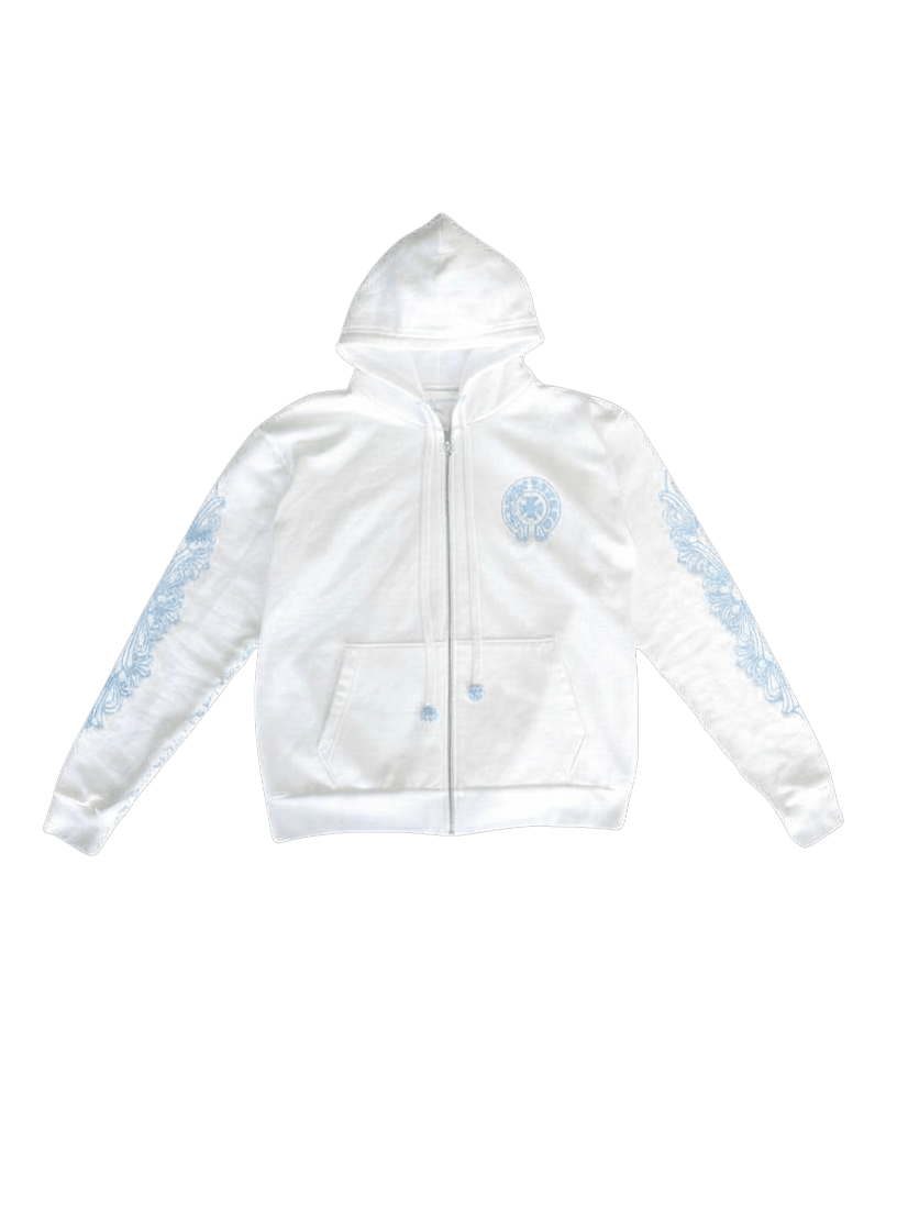 Chrome Hearts Chrome Hearts Beaded Horseshoe Logo White Zip Up Hoodie Size US S / EU 44-46 / 1 - 2 Thumbnail
