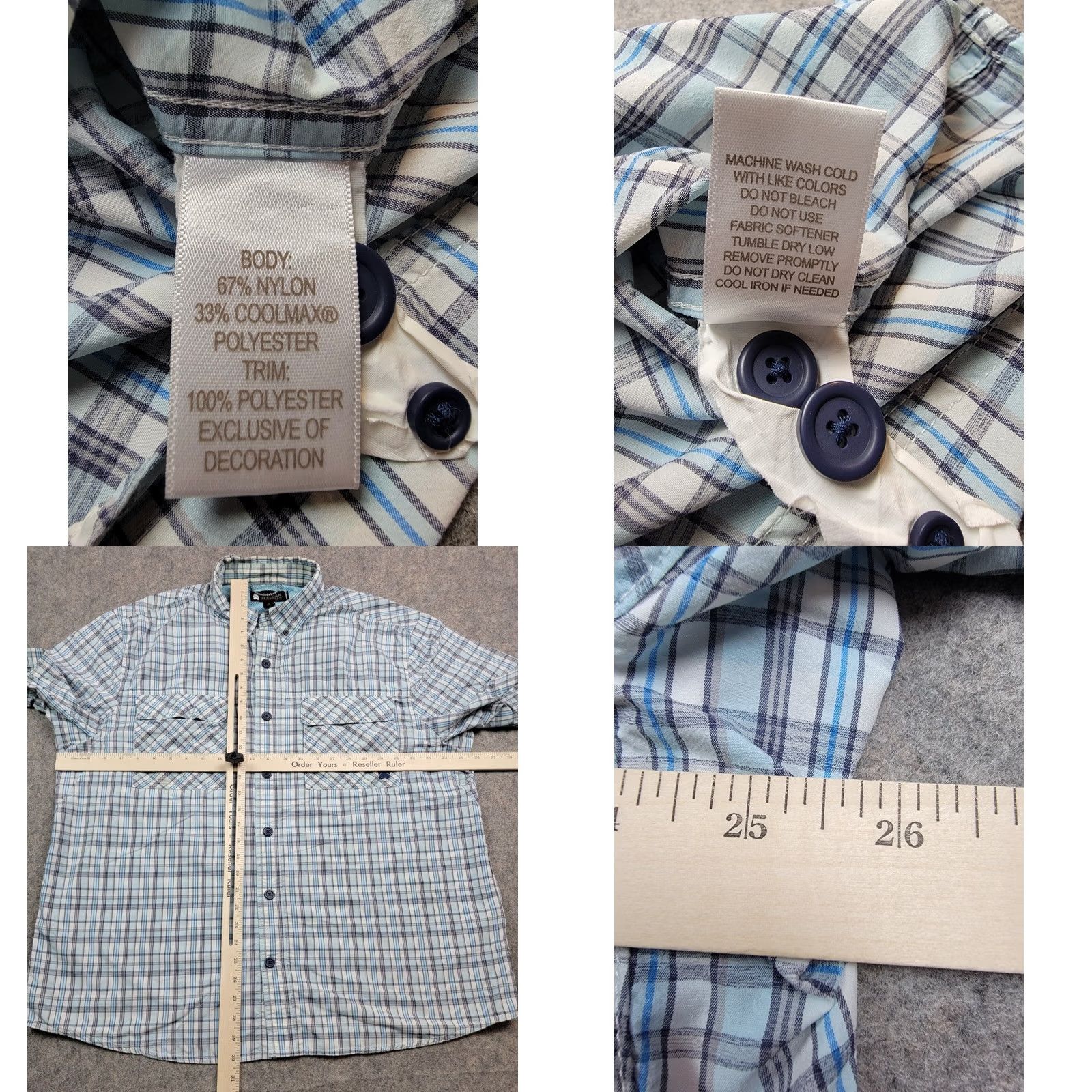 Vintage Duluth Alaskan Hardgear Shirt Mens XL Standard Fit Blue Plaid Button Down Nylon Polyester Lightweight Breathable Pockets Casual Travel Size US XL / EU 56 / 4 - 9 Thumbnail