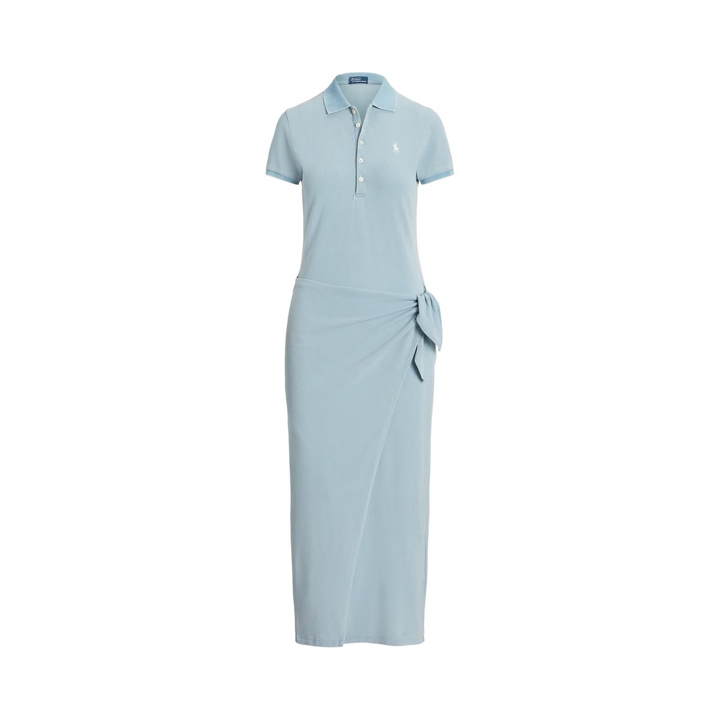 Polo Ralph Lauren o1g2r1mq0825 Tie Polo Shirt Dress in Light Blue Size L / US 10 / IT 46 - 1 Thumbnail