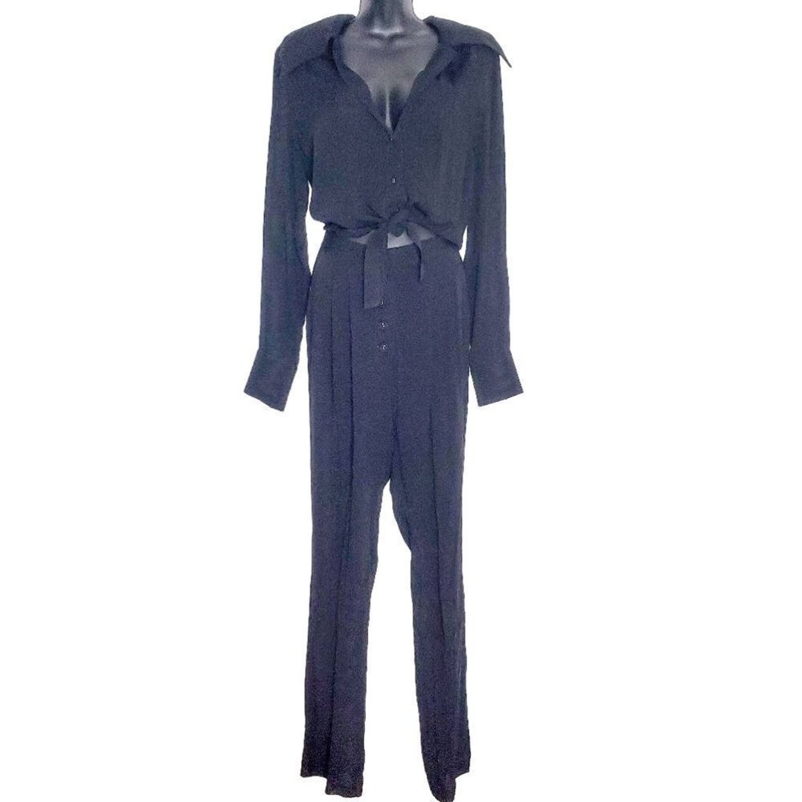 Rachel Comey Rachel Comey Black Luana Button Down Long Sleeve Jumpsuit 6 Size 28" / US 6 / IT 42 - 2 Thumbnail