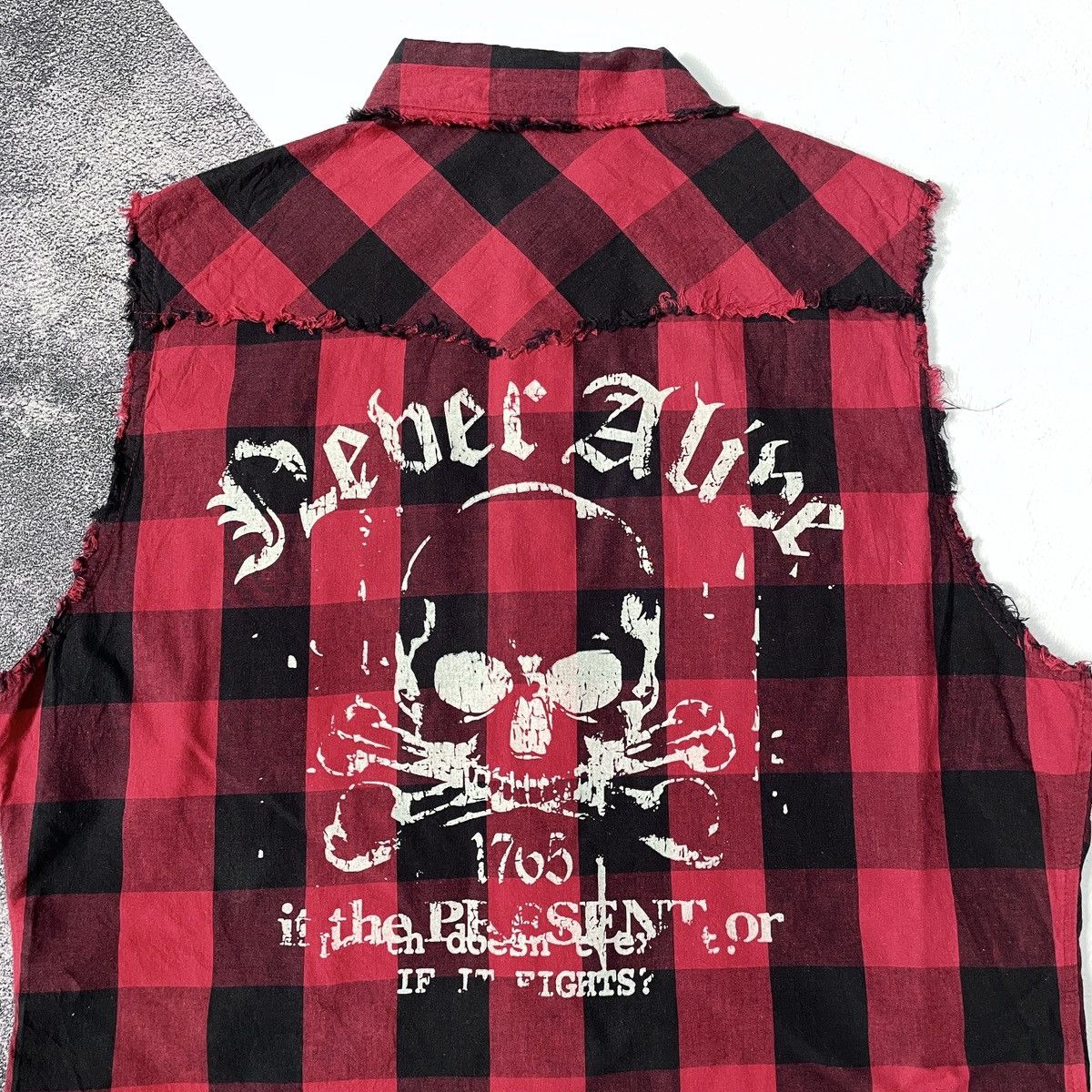 If Six Was Nine 🔥Big Deep y2k japanese punk skull poem shirt Size US L / EU 52-54 / 3 - 4 Thumbnail