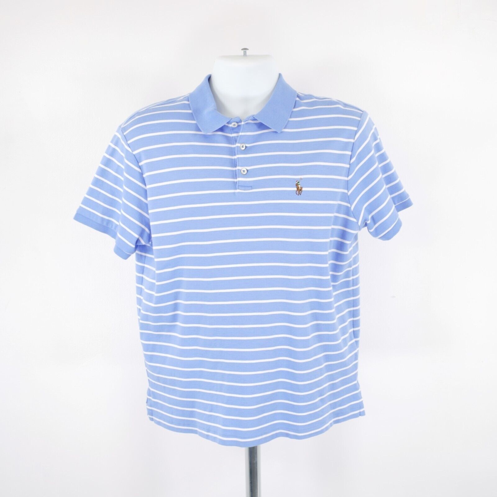 Ralph Lauren Polo Ralph Lauren Blue Striped Custom Slim Fit Large Polo Sh Size US L / EU 52-54 / 3 - 4 Thumbnail