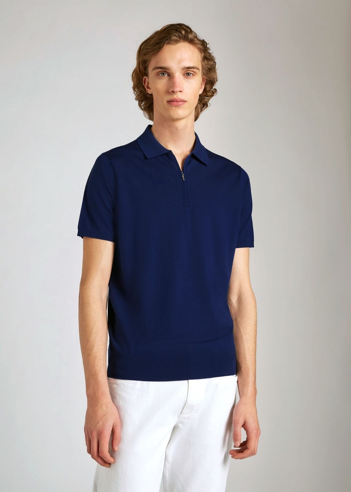 Loro Piana o1srvl11e1024 Wish Zip Polo Shirt in Navy Blue Size US M / EU 48-50 / 2 - 2 Thumbnail