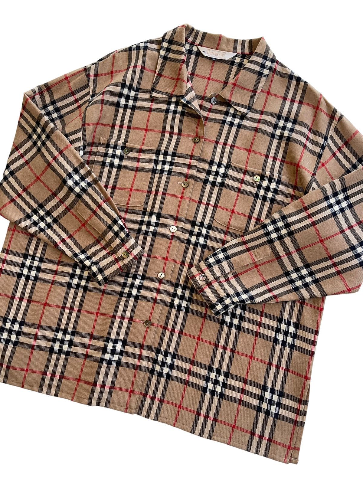 Burberry Oversized Burberrys Nova Checked Wool Vintage Shirt Size L / US 10 / IT 46 - 1 Thumbnail