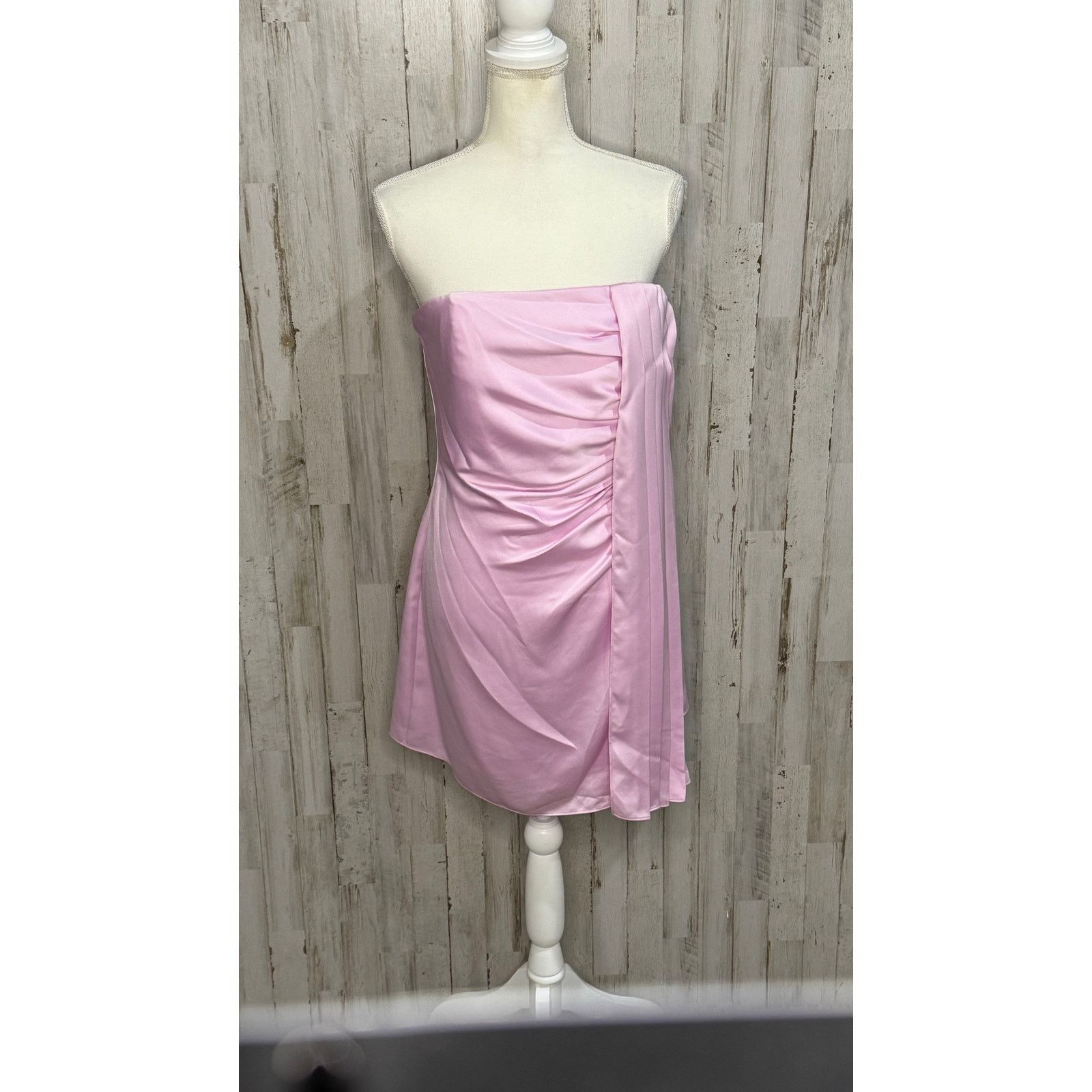 NWT Ramy Brook Women's 8 Strapless Pink Satin Mini Dress