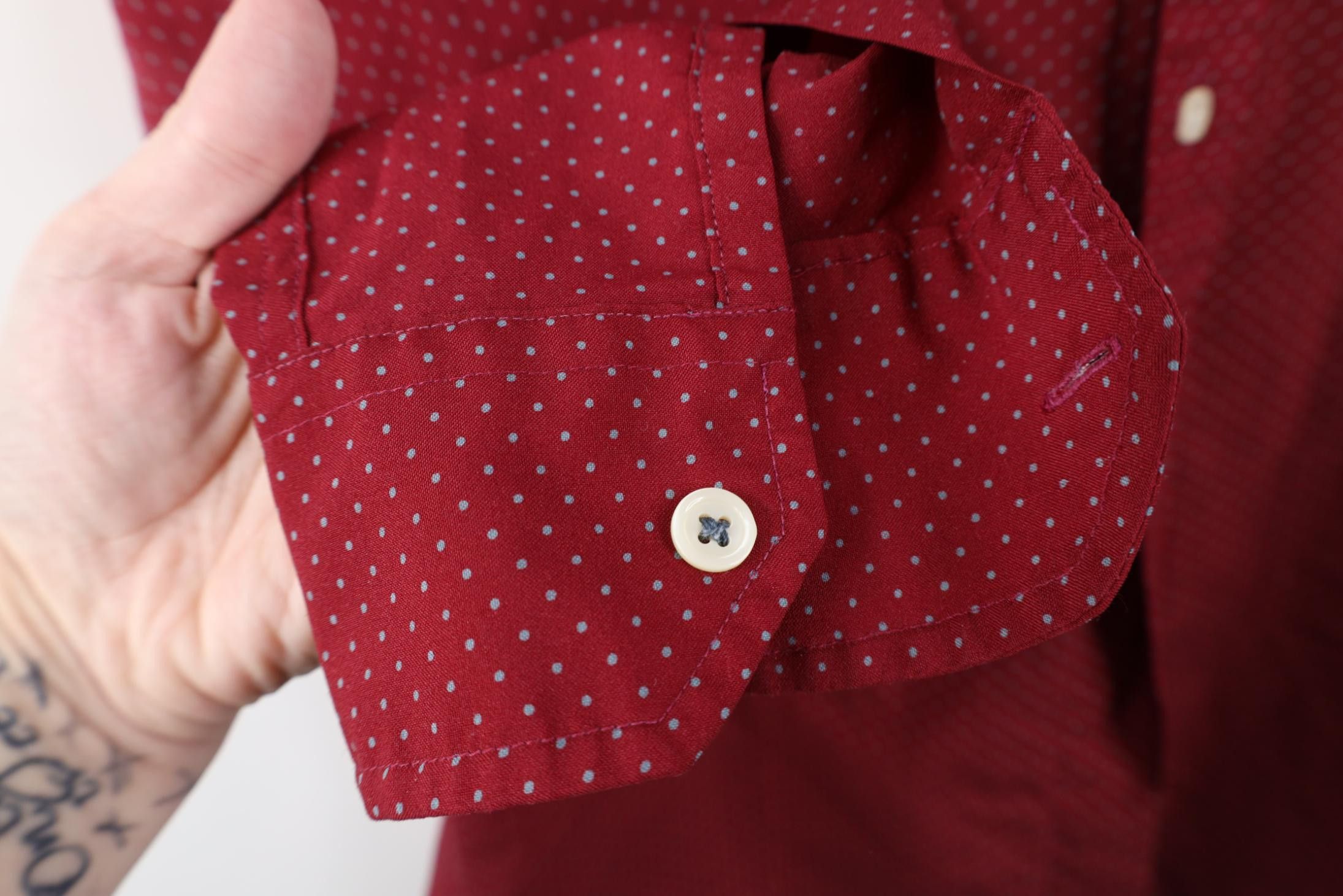 Givenchy Vintage 70s Givenchy Polka Dot Collared Button Shirt Red Size US S / EU 44-46 / 1 - 7 Thumbnail