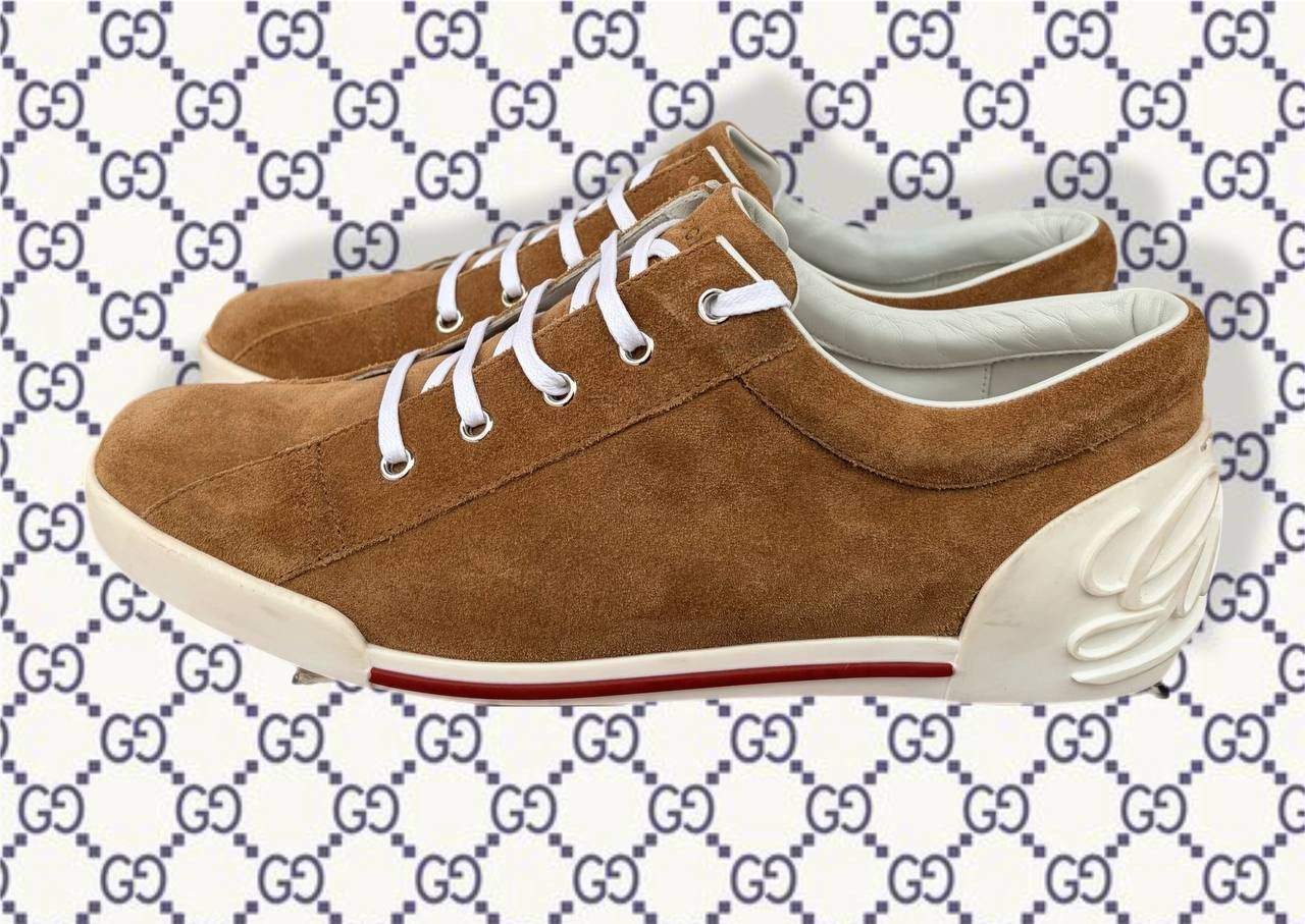 Gucci Gucci Script Logo Shoes Men's Size 41 Brown Suede Sneakers Size US 8 / EU 41 - 2 Thumbnail