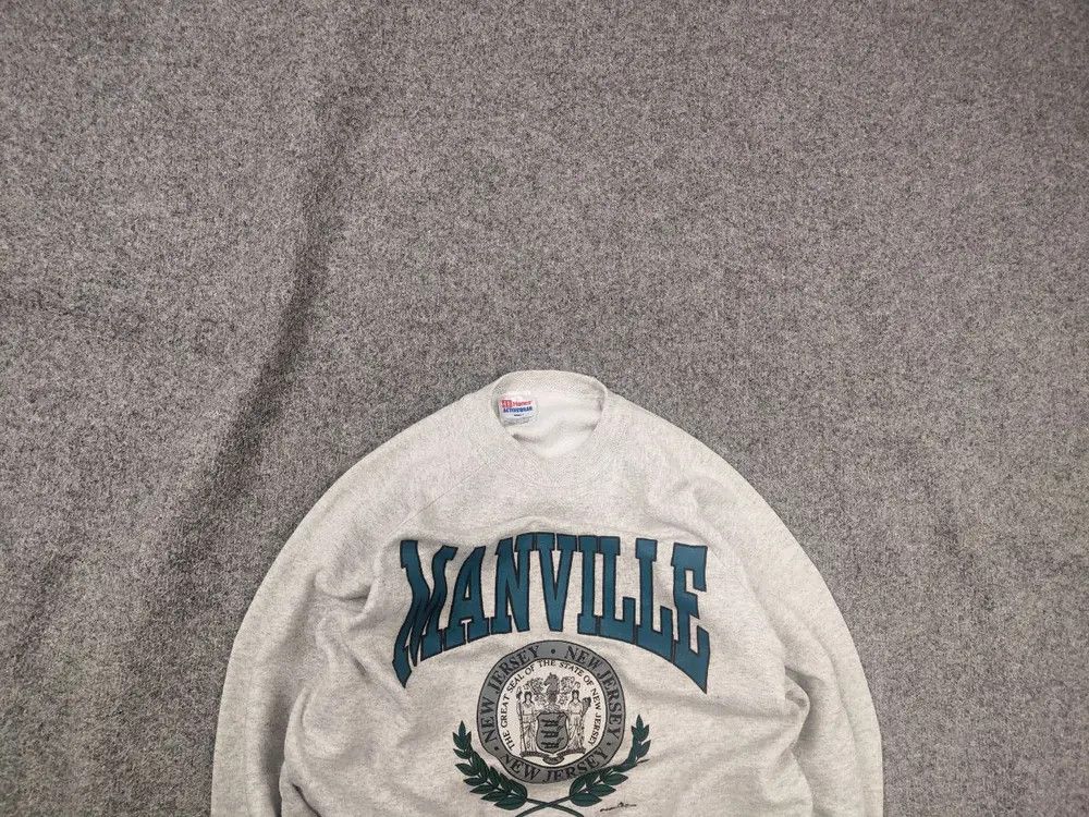 Hanes Vintage 1992 Manville New Jersey Logo Crew neck Sweatshirt Size US L / EU 52-54 / 3 - 1 Thumbnail