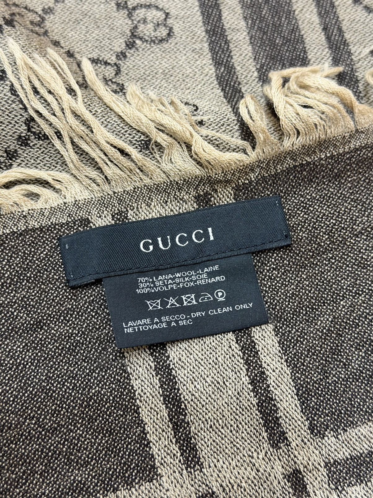 Gucci GUCCI FW 2007 Fur Monogram Wool/Silk Scarf Frida Giannini Size ONE SIZE - 12 Thumbnail