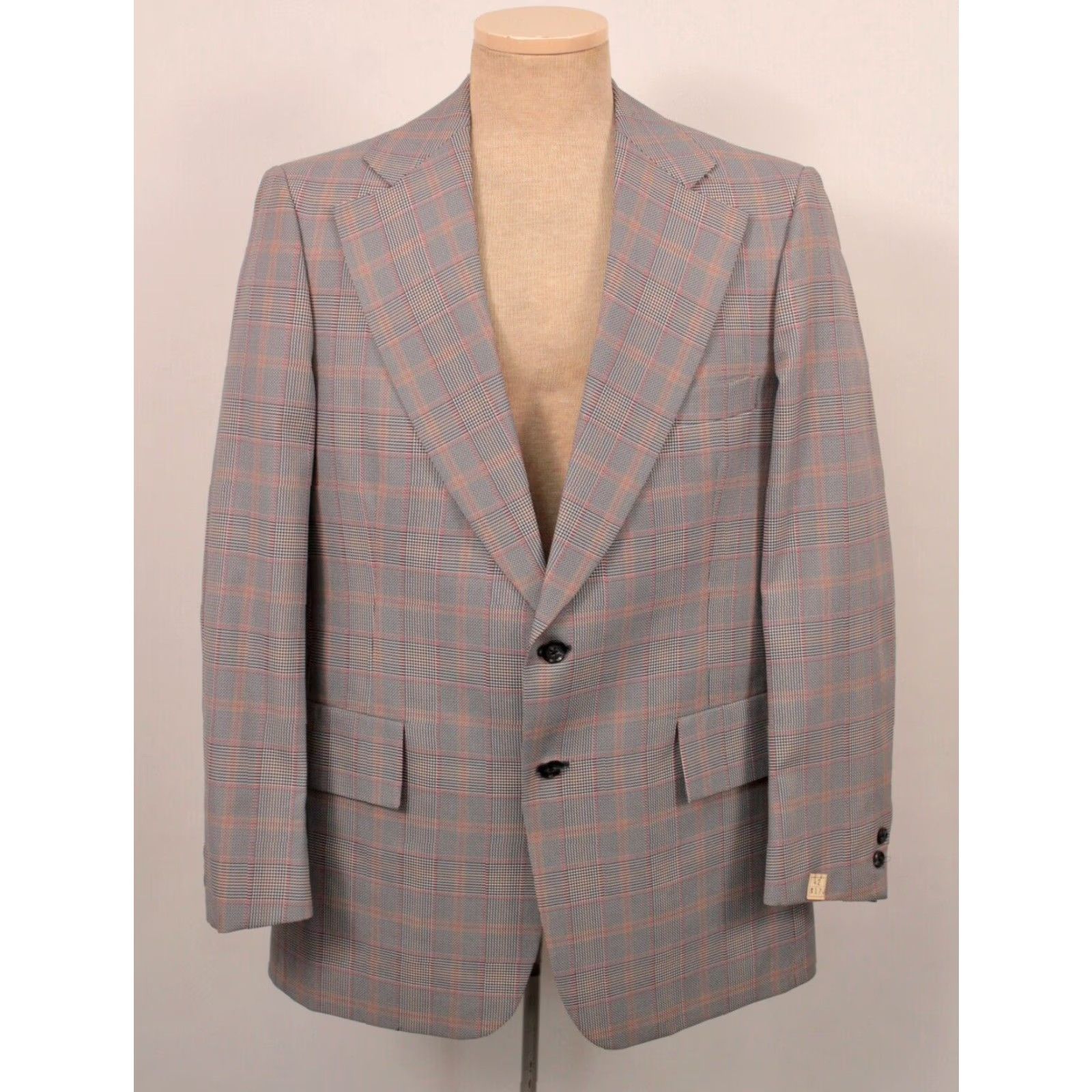 Vintage VINTAGE Mens VTG NOS 70s Blue Plaid Leisure Suit Sz 42 1970s Polyester Disco 2 PC Mens Size 44R - 3 Thumbnail