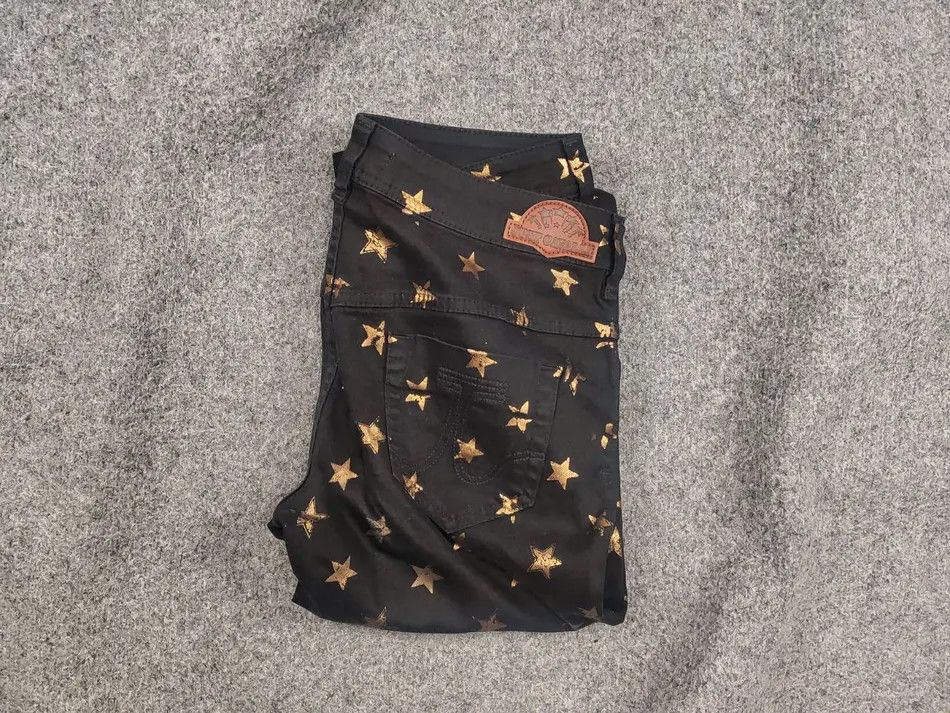 Just Cavalli Just Cavalli Casual black pants with gold star print Size 28" / US 6 / IT 42 - 1 Thumbnail
