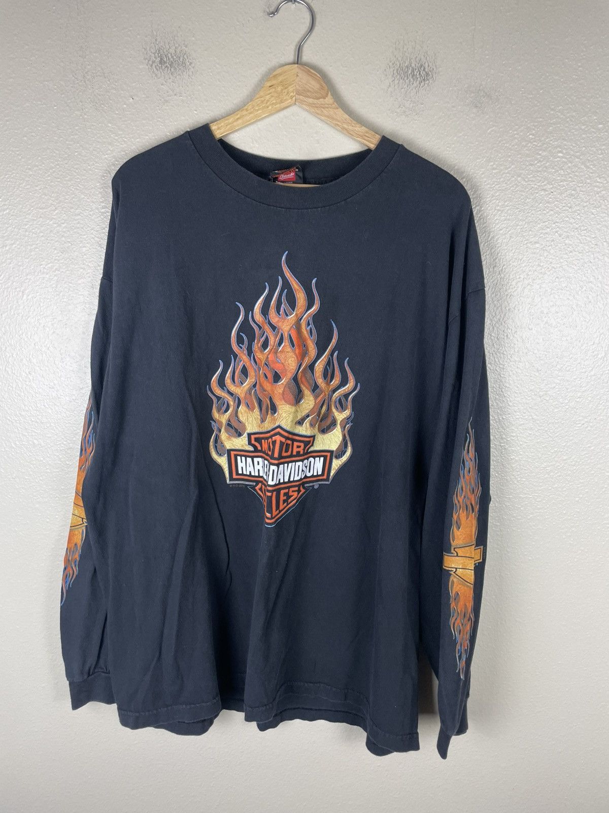 Vintage Vintage Harley Davidson Flames Longsleeve Shirt Y2K Size US XXL / EU 58 / 5 - 1 Thumbnail