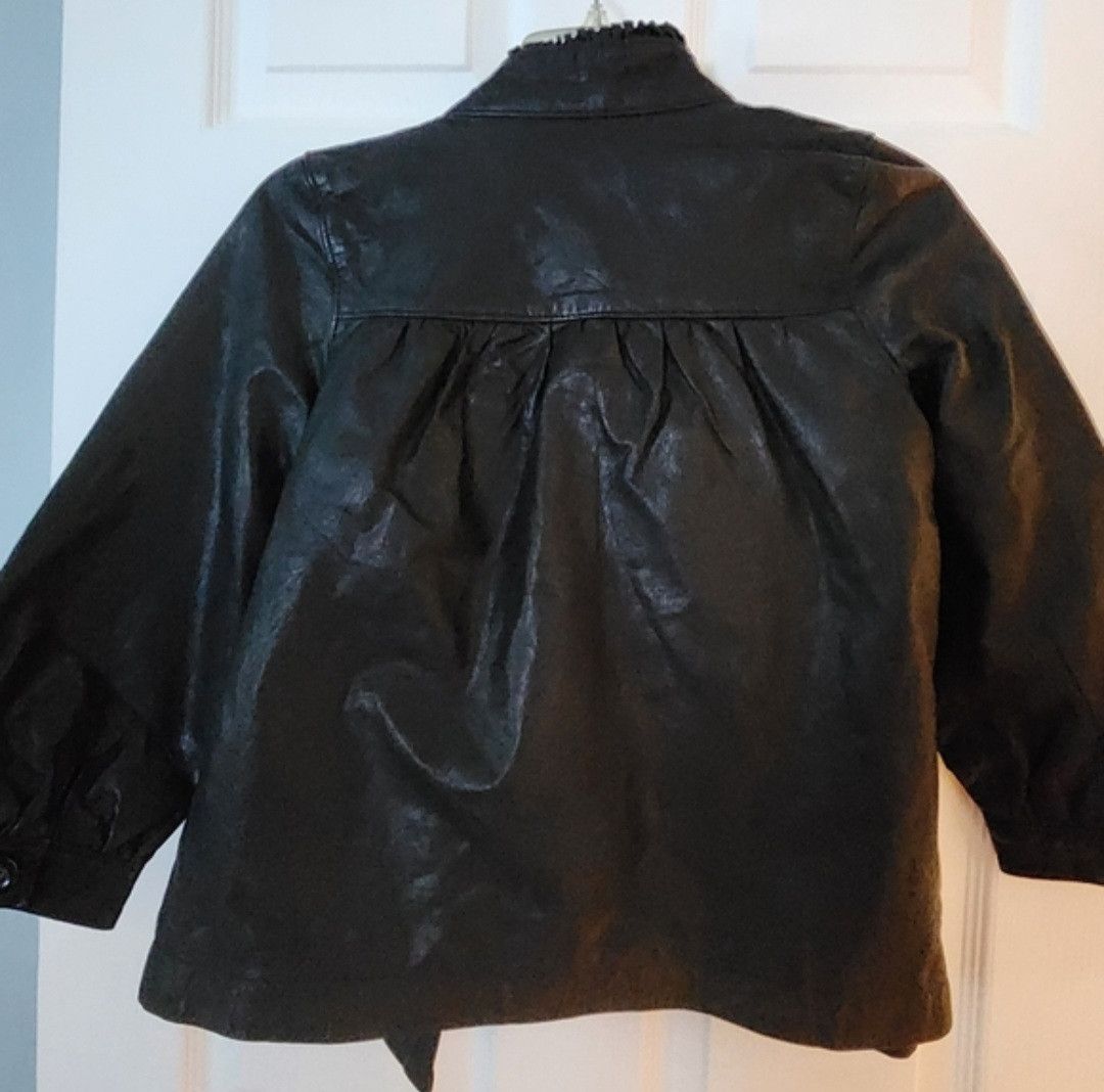Gap NWT GAP Kids Girl's Black Leather Jacket Size XL (12) Size XXS / US 00 / IT 34 - 2 Thumbnail